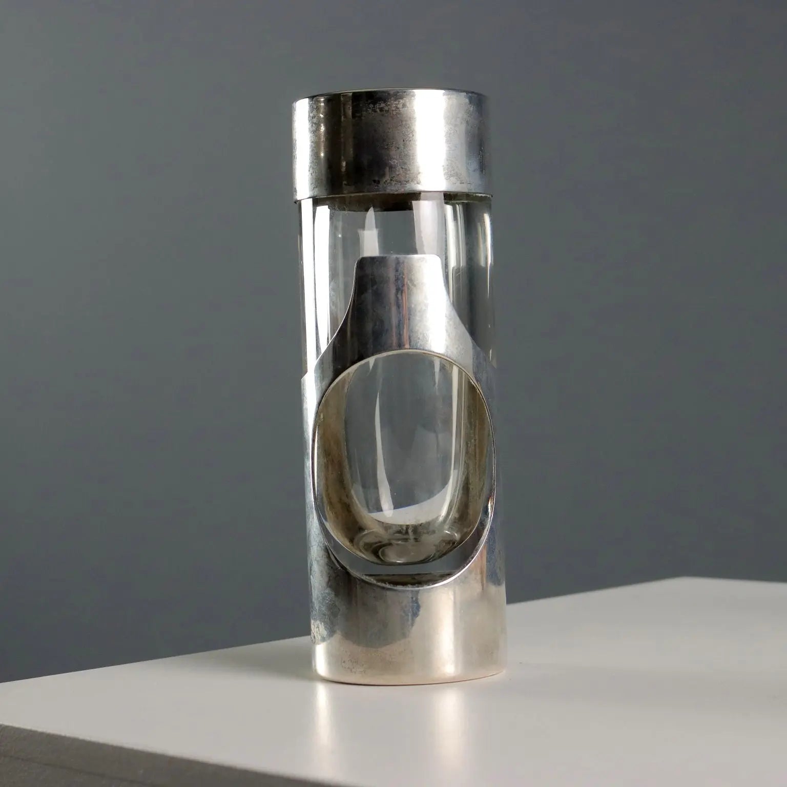 Vintage Vase Silver Glass James Rivière Italy 1970s - Italy, 1970s | Modernism | 