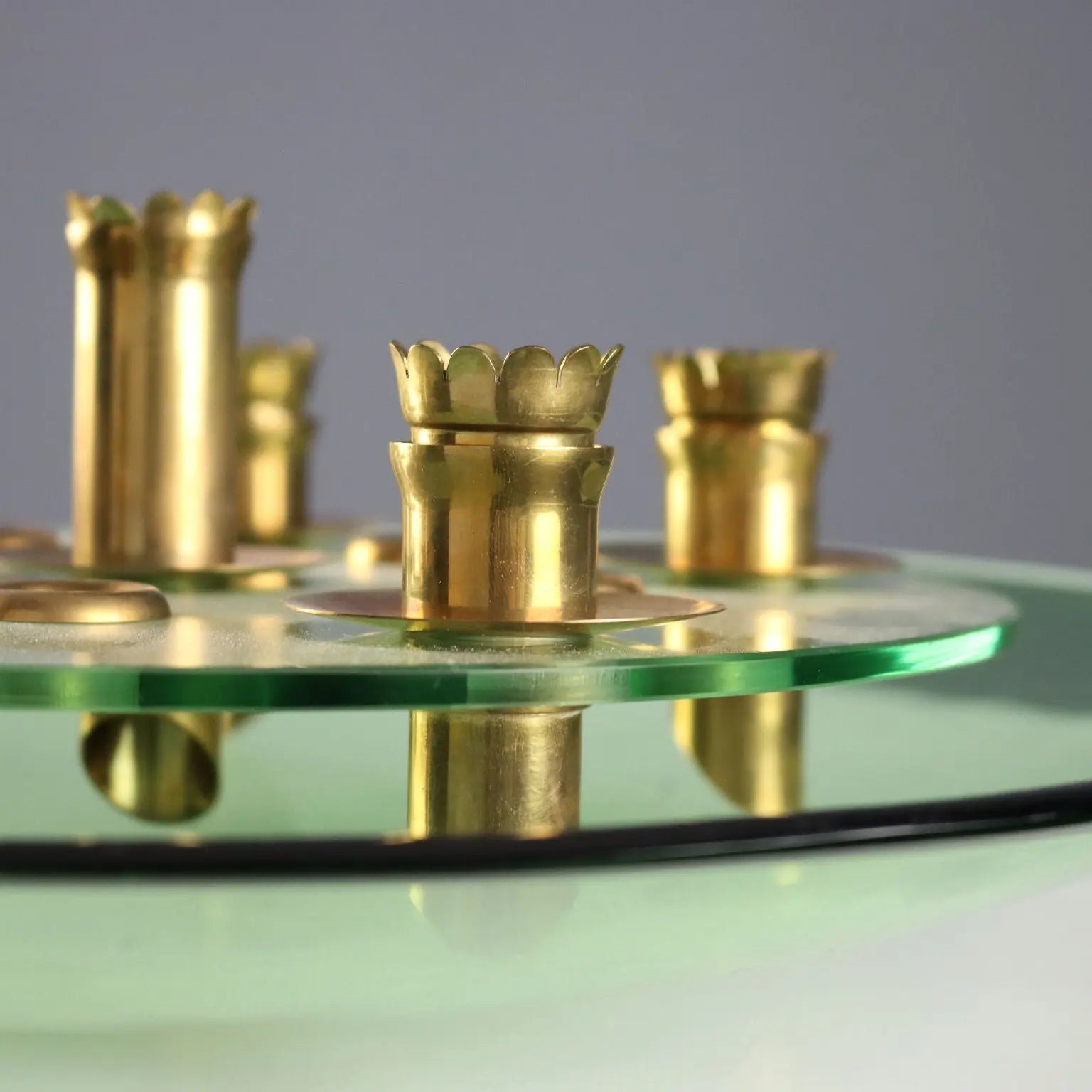 Vintage Centerpiece Fontana Arte Style Brass Glass 1950s - Italy, 1950s | Modernism | 