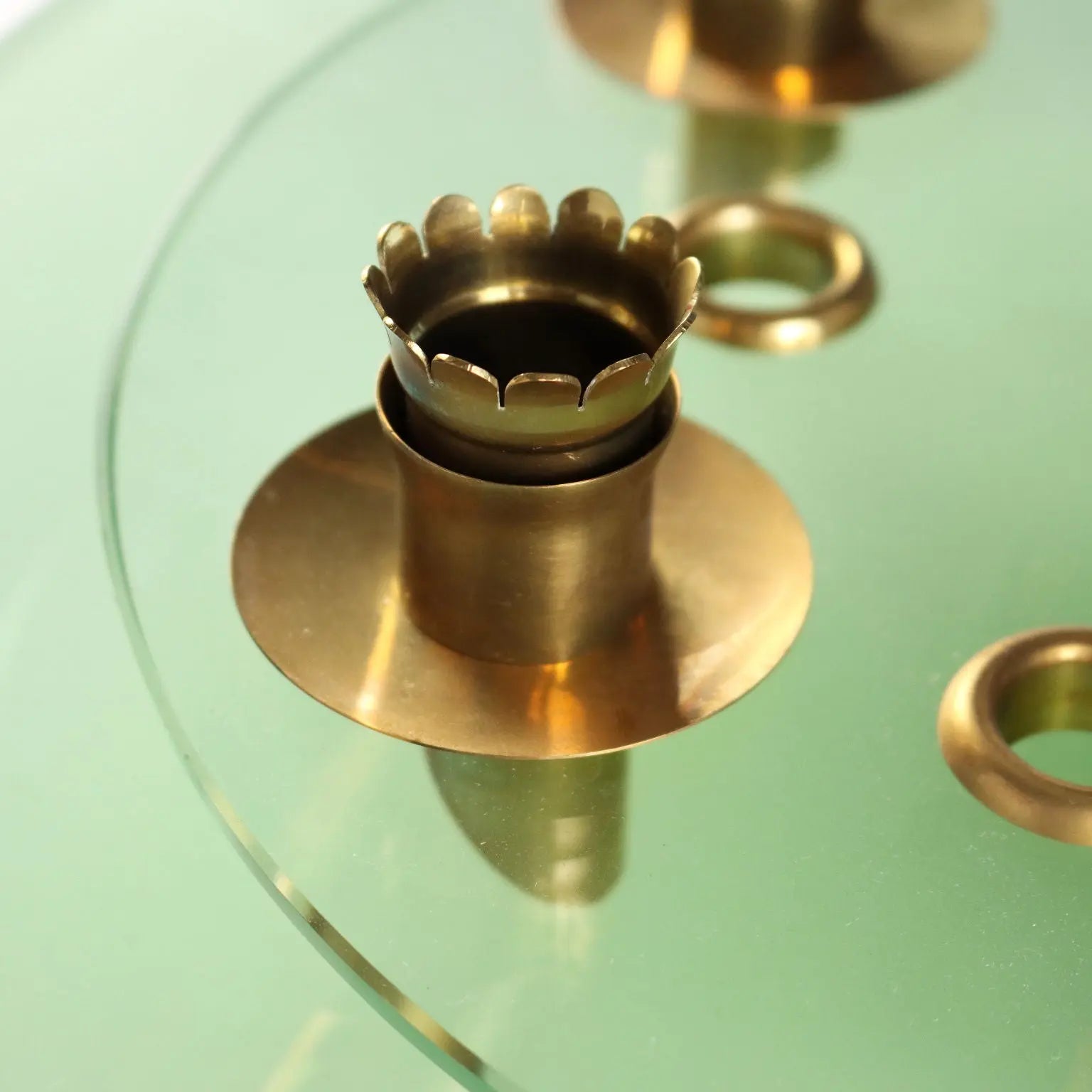 Vintage Centerpiece Fontana Arte Style Brass Glass 1950s - Italy, 1950s | Modernism | 