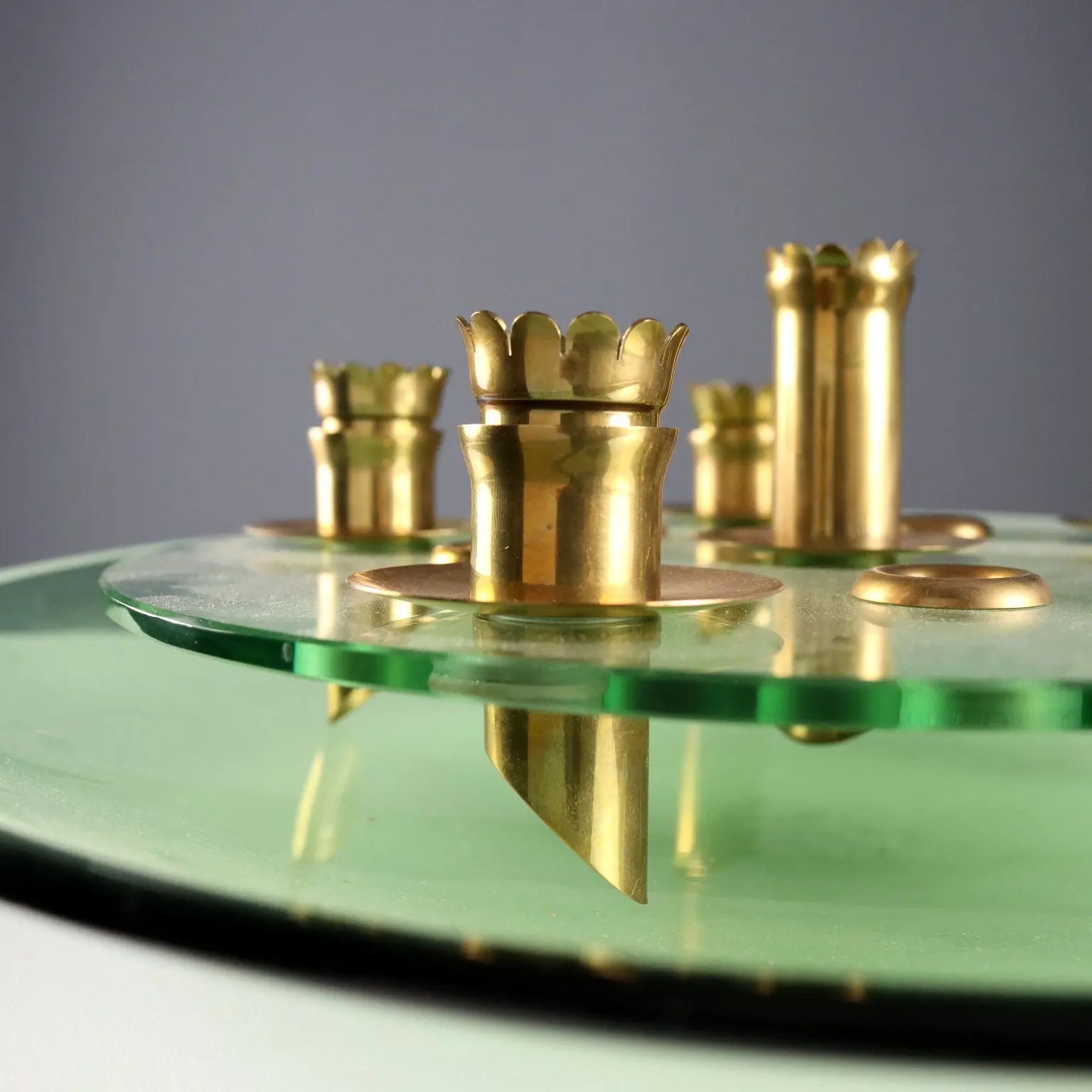 Vintage Centerpiece Fontana Arte Style Brass Glass 1950s - Italy, 1950s | Modernism | 