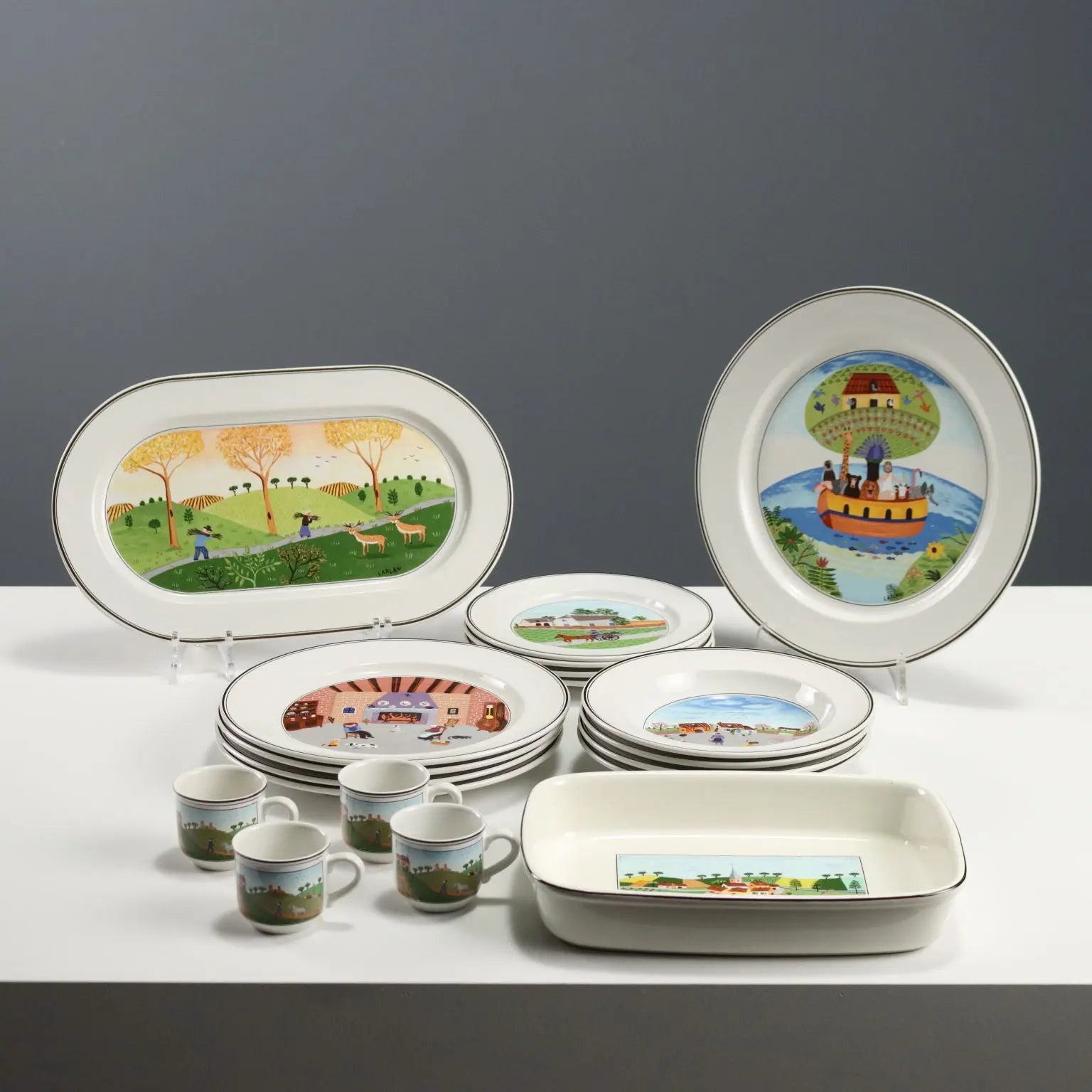 Vintage Plate Set Villeroy & Boch Design Naif Dinnerware Series '900 - Germany, XX Century | Modernism | 
