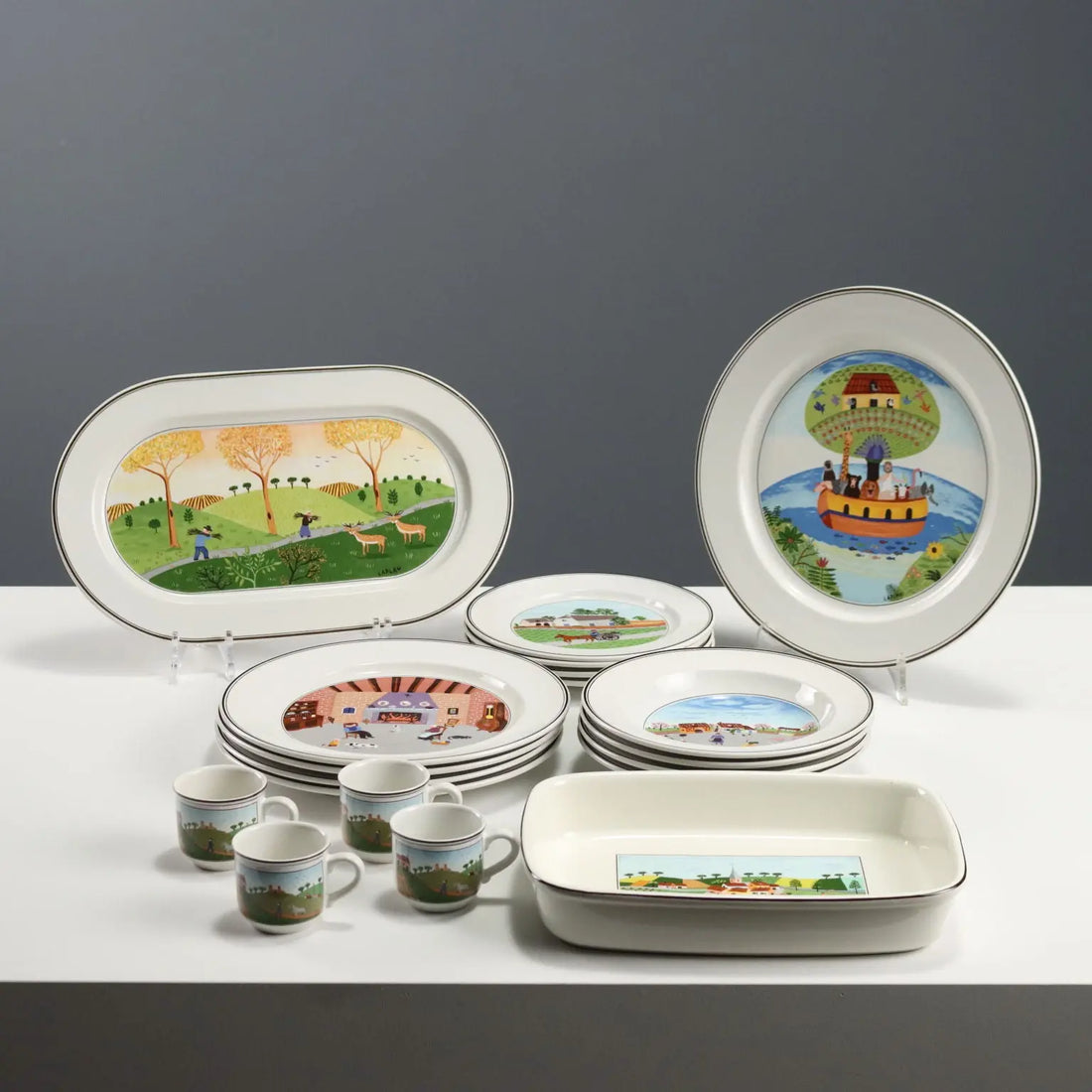 Vintage Plate Set Villeroy & Boch Design Naif Dinnerware Series '900 - Germany, XX Century | Modernism | 