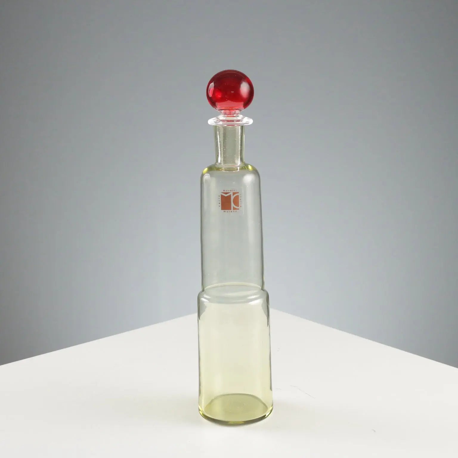 Vintage Glass Bottle Carlo Moretti Murano Manufacture Italy 1980s