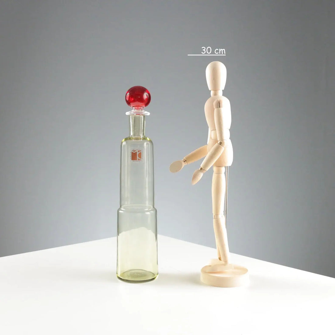 Vintage Glass Bottle Carlo Moretti Murano Manufacture Italy 1980s