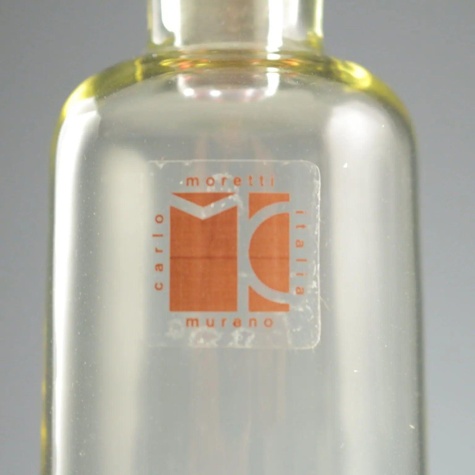 Vintage Glass Bottle Carlo Moretti Murano Manufacture Italy 1980s