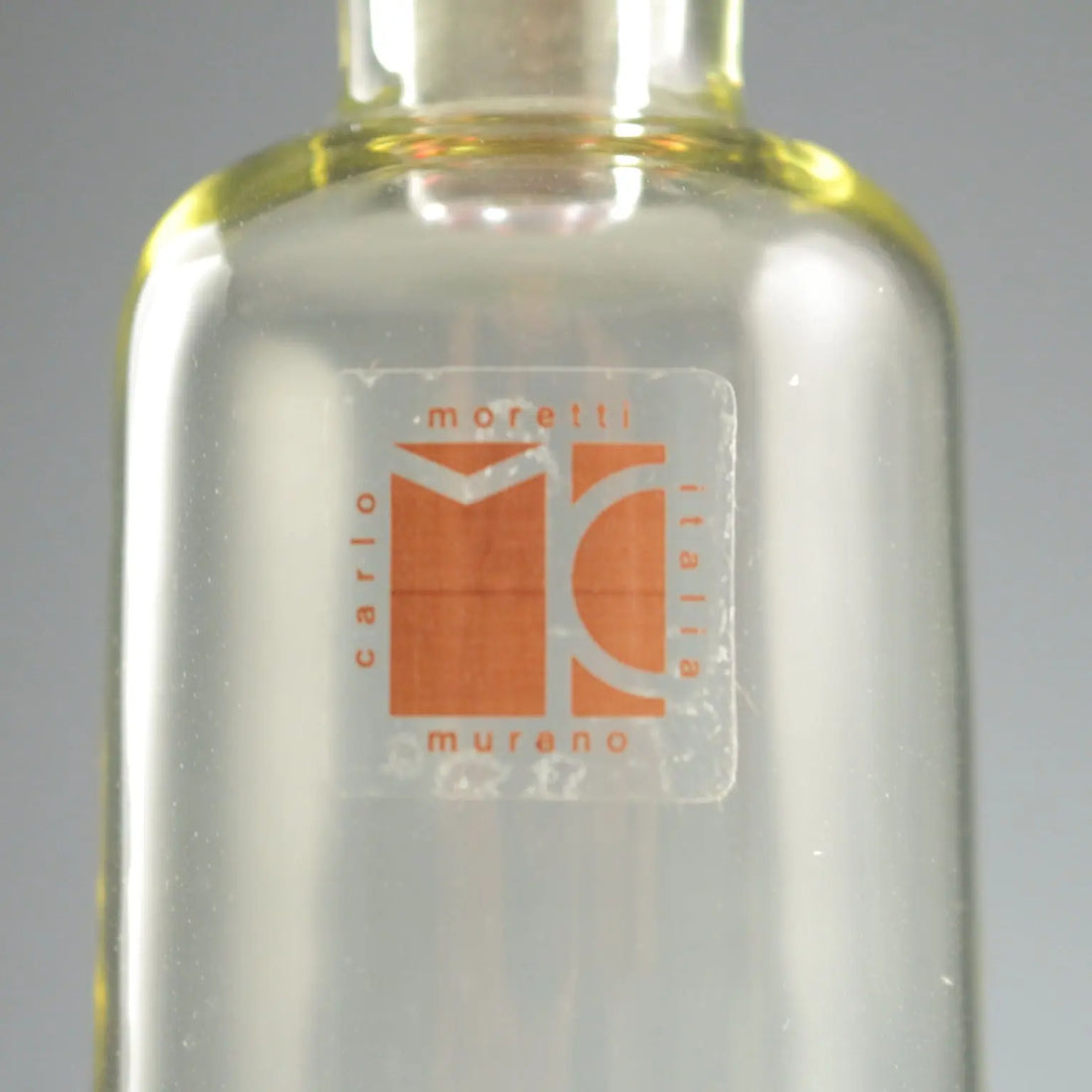 Vintage Glass Bottle Carlo Moretti Murano Manufacture Italy 1980s