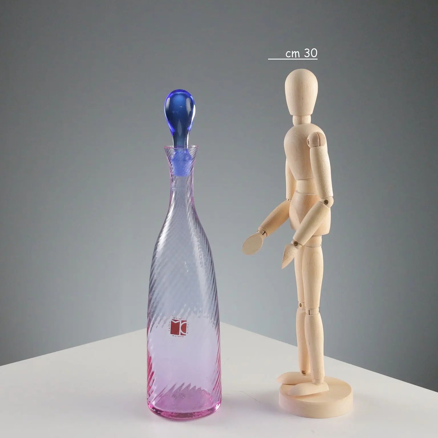 Vintage Bottle Carlo Moretti Murano Glass Italy 1980s