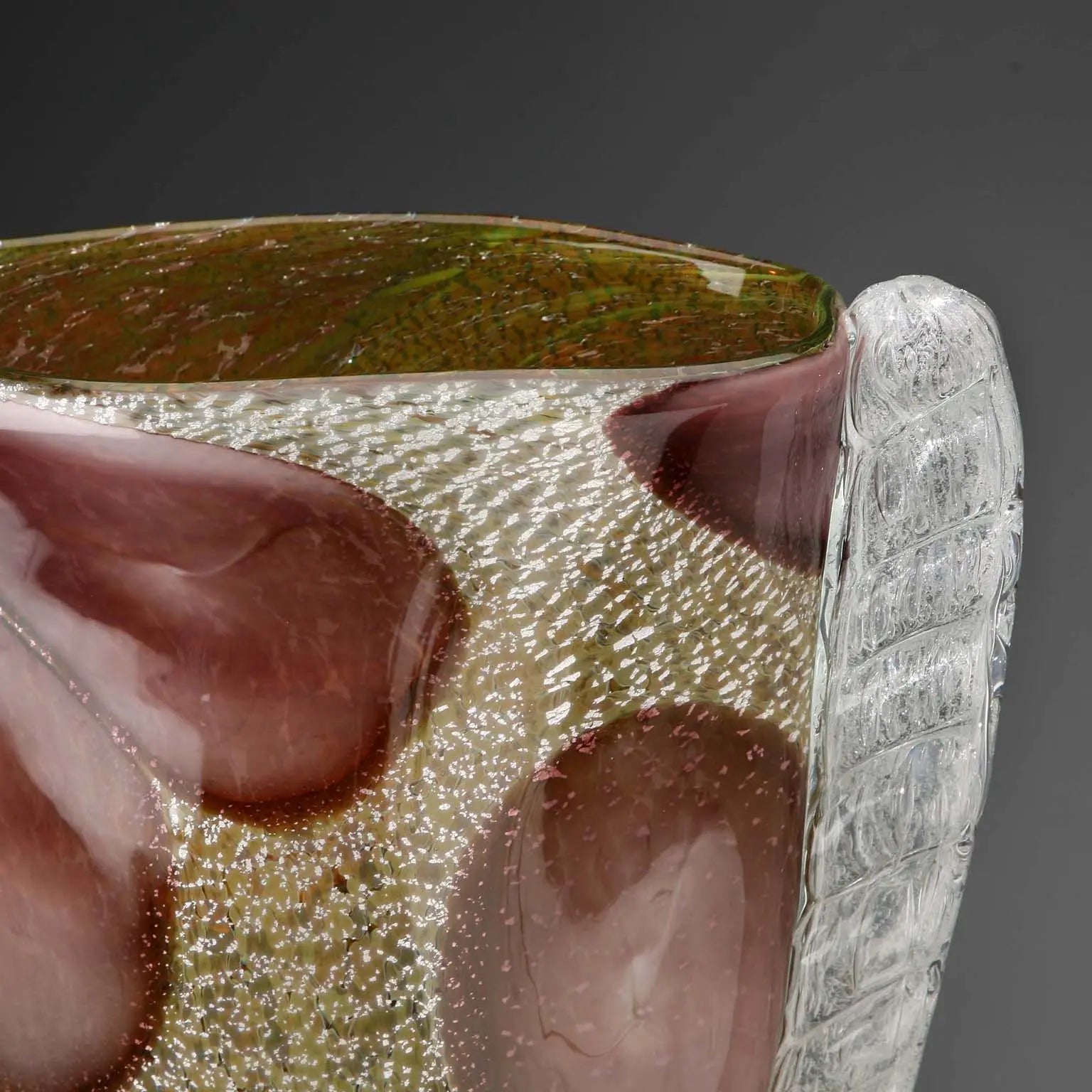 Murano Glass Vase with Silver Leaf 1950s