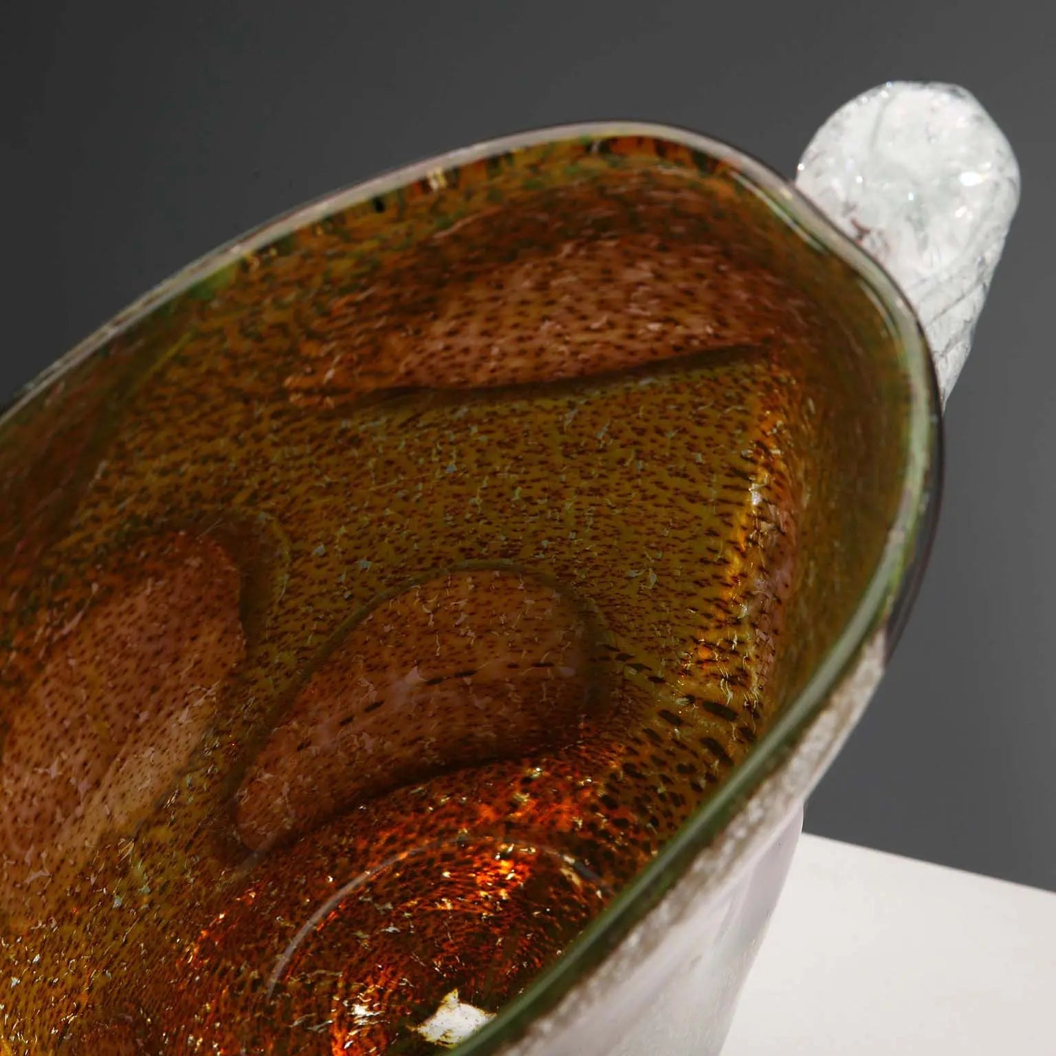 Murano Glass Vase with Silver Leaf 1950s