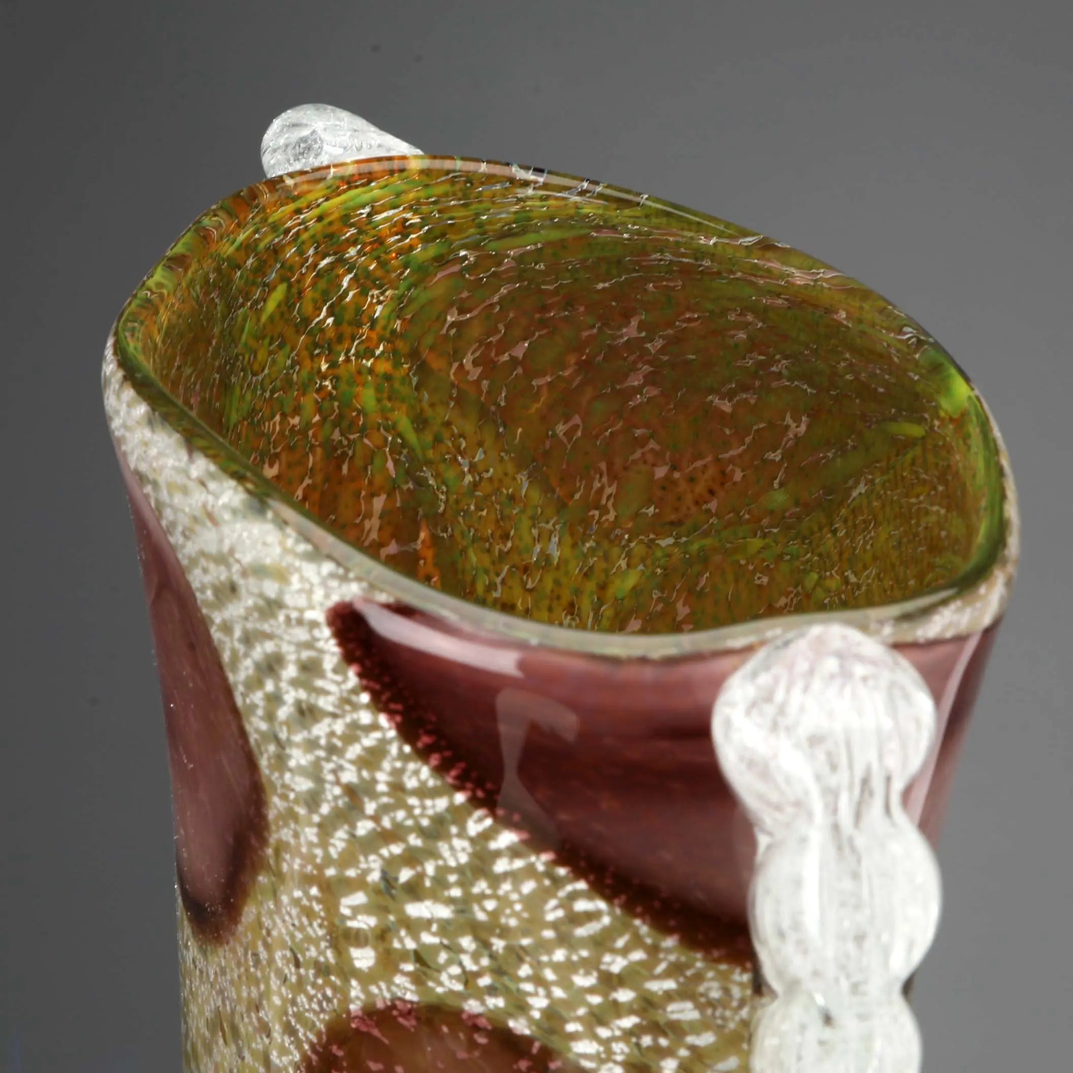 Murano Glass Vase with Silver Leaf 1950s