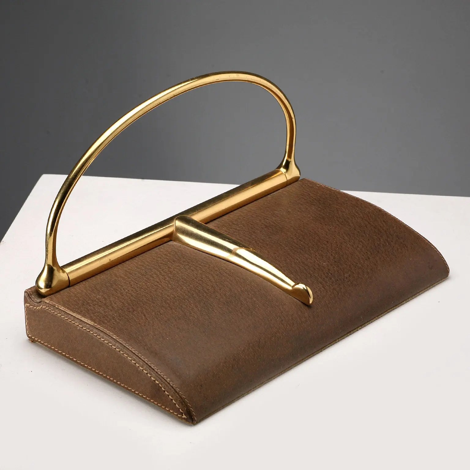 Vintage Gucci Bookends Leather Brass Design Italy 1970s - Italy, 1970s | Modernism | 