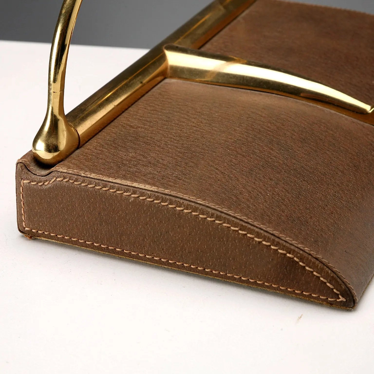 Vintage Gucci Bookends Leather Brass Design Italy 1970s - Italy, 1970s | Modernism | 