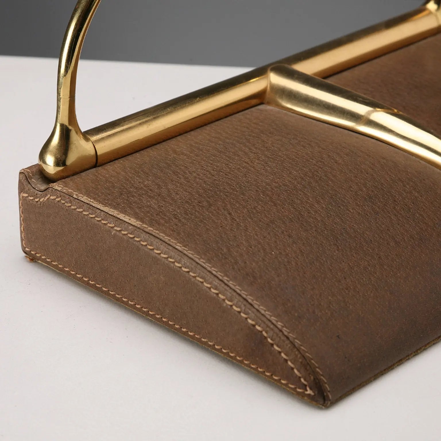 Vintage Gucci Bookends Leather Brass Design Italy 1970s - Italy, 1970s | Modernism | 