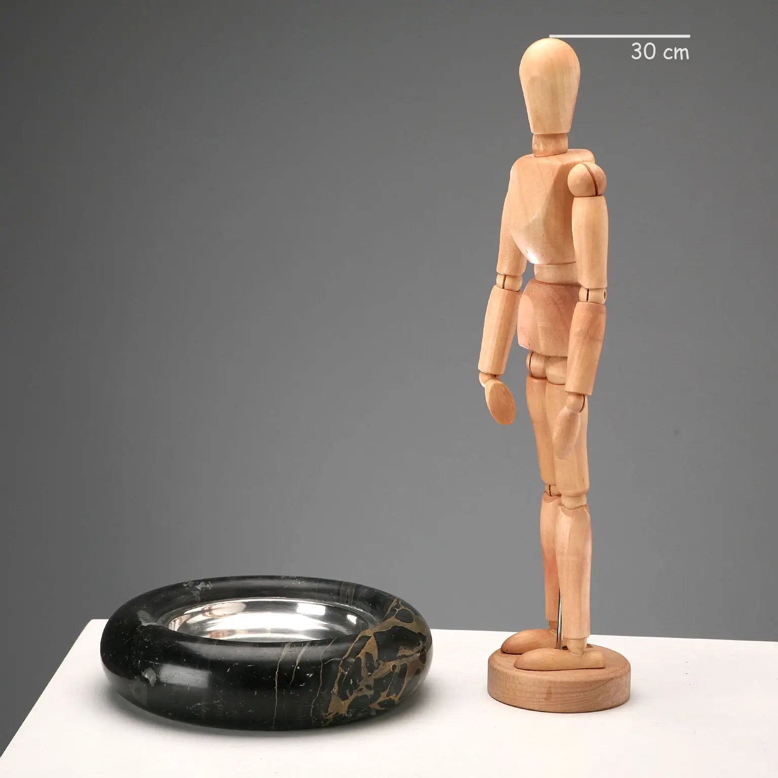 1970s Black Marble and Silver Valet Tray