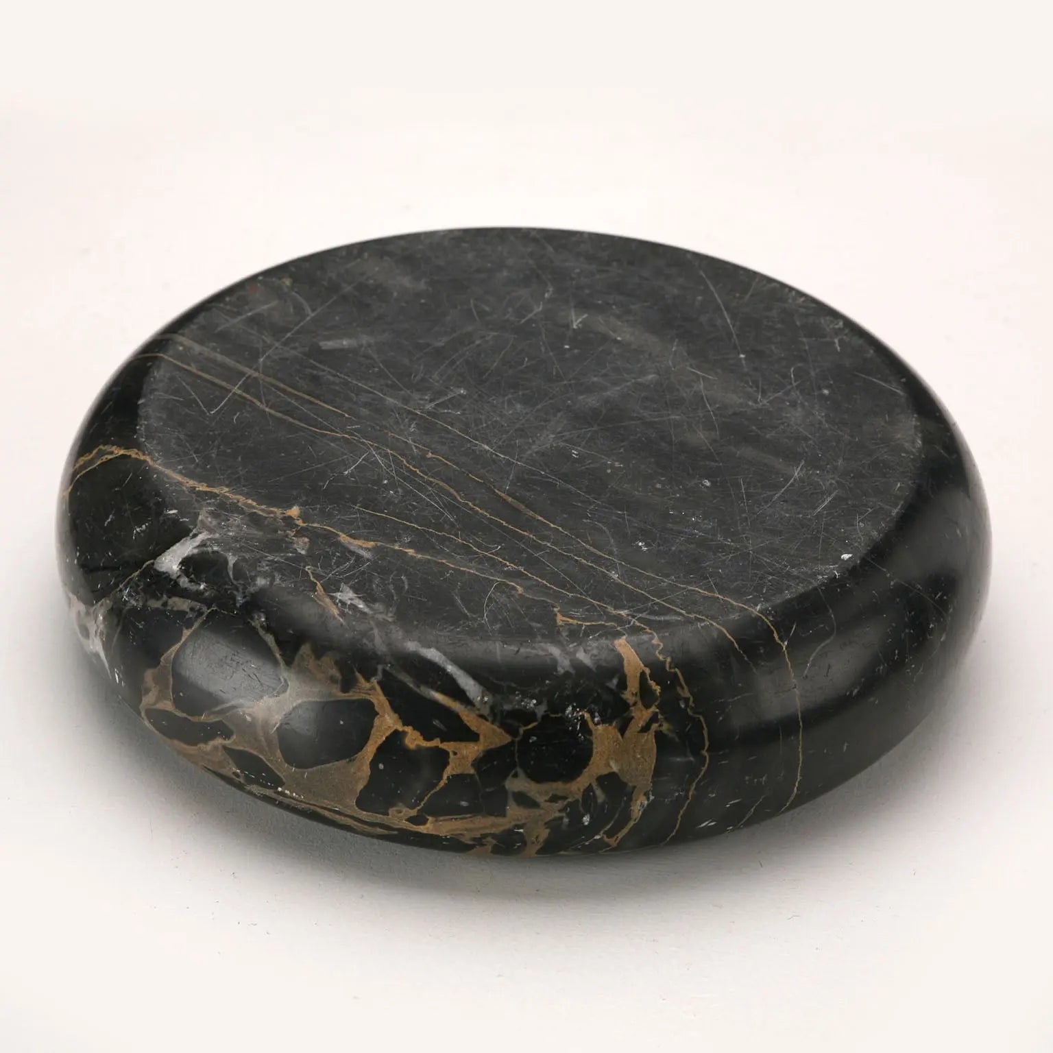 1970s Black Marble and Silver Valet Tray