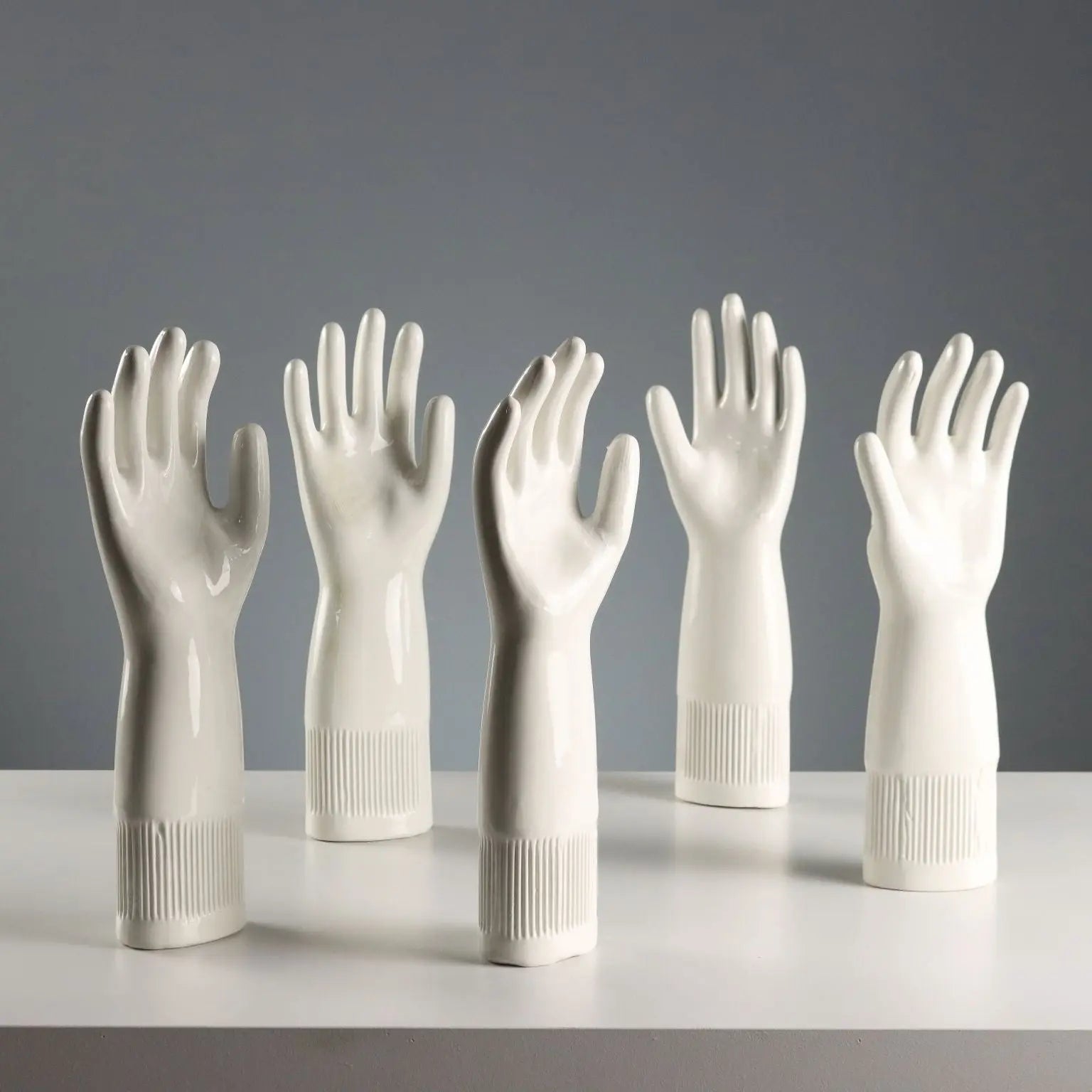 Set of Five Pirelli Lungavilla Porcelain Glove Molds Italy 1980s