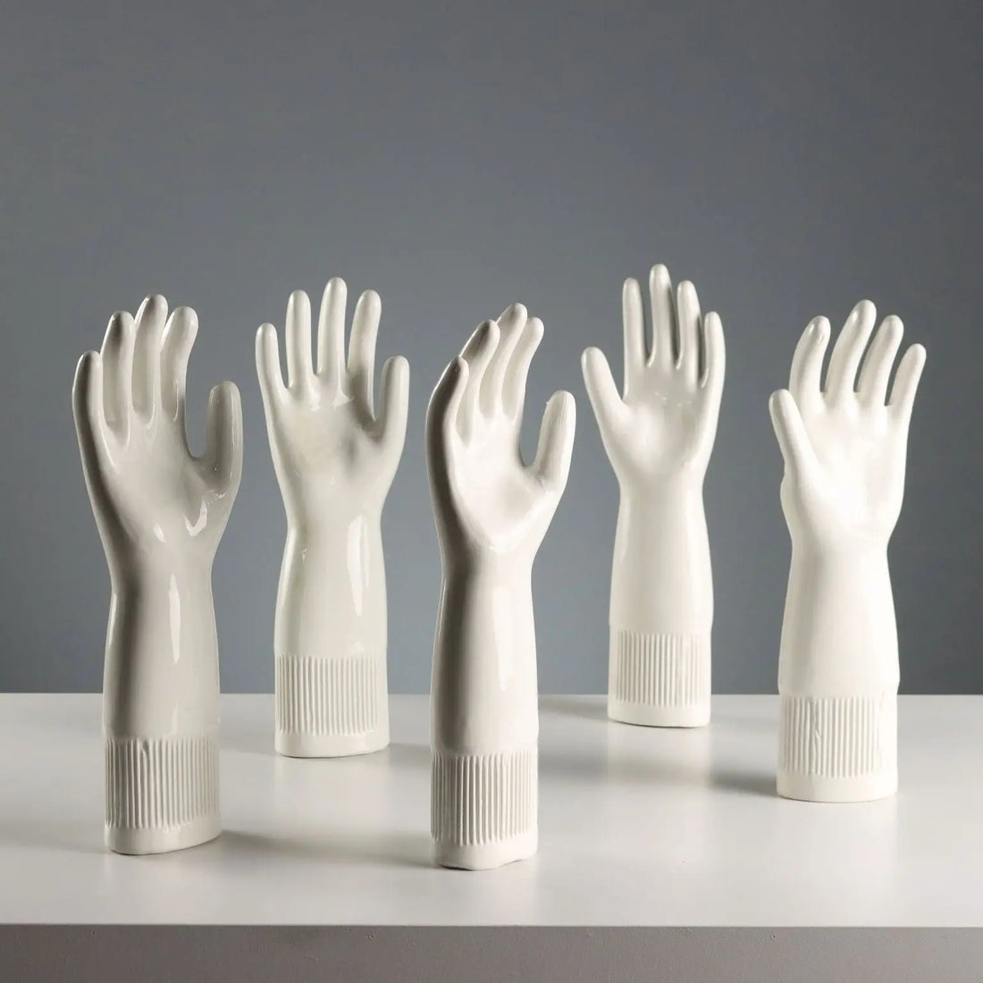 Set of Five Pirelli Lungavilla Porcelain Glove Molds Italy 1980s