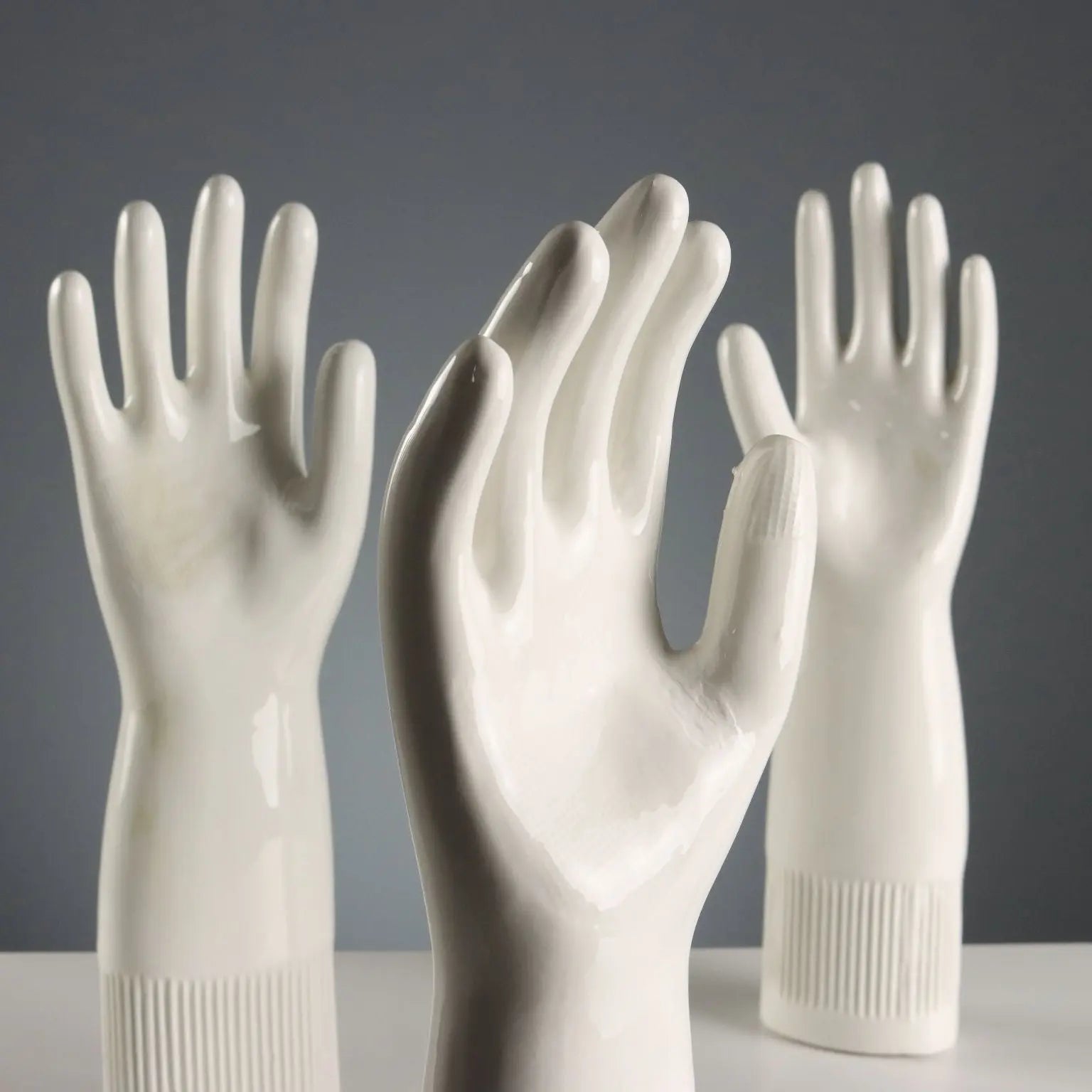 Set of Five Pirelli Lungavilla Porcelain Glove Molds Italy 1980s