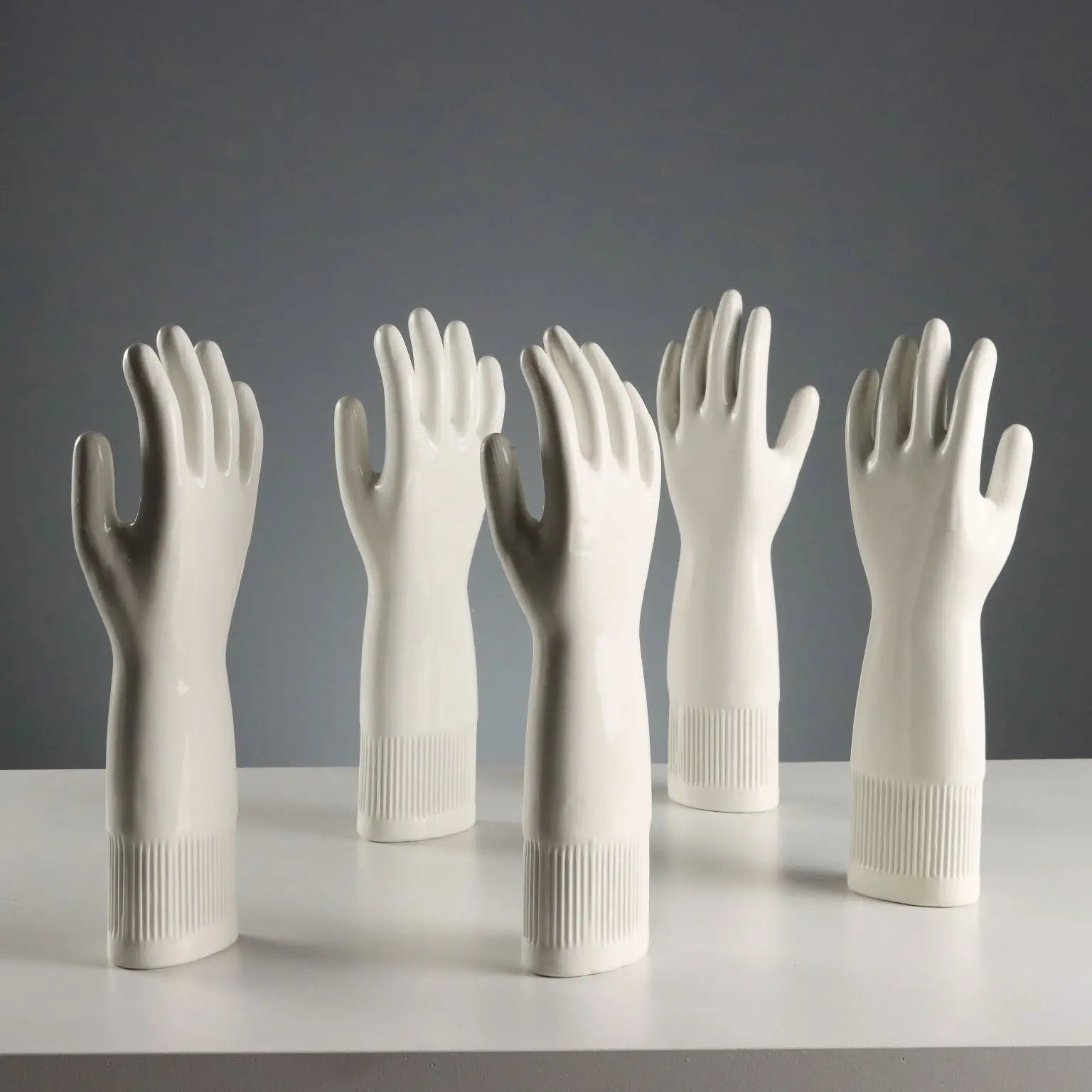 Set of Five Pirelli Lungavilla Porcelain Glove Molds Italy 1980s