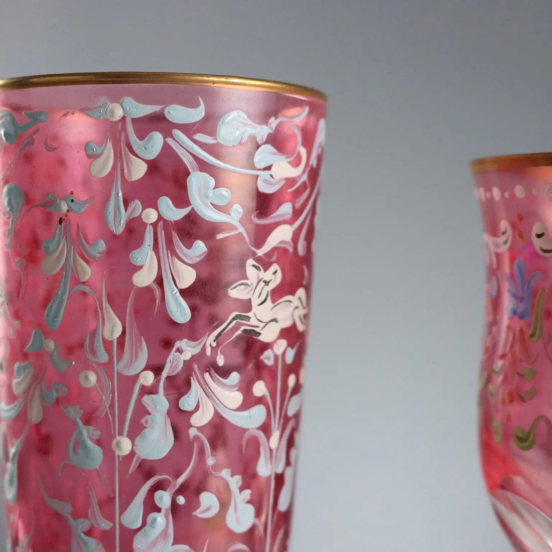 Vintage Glasses Coloured and Engraved Glass XX Century