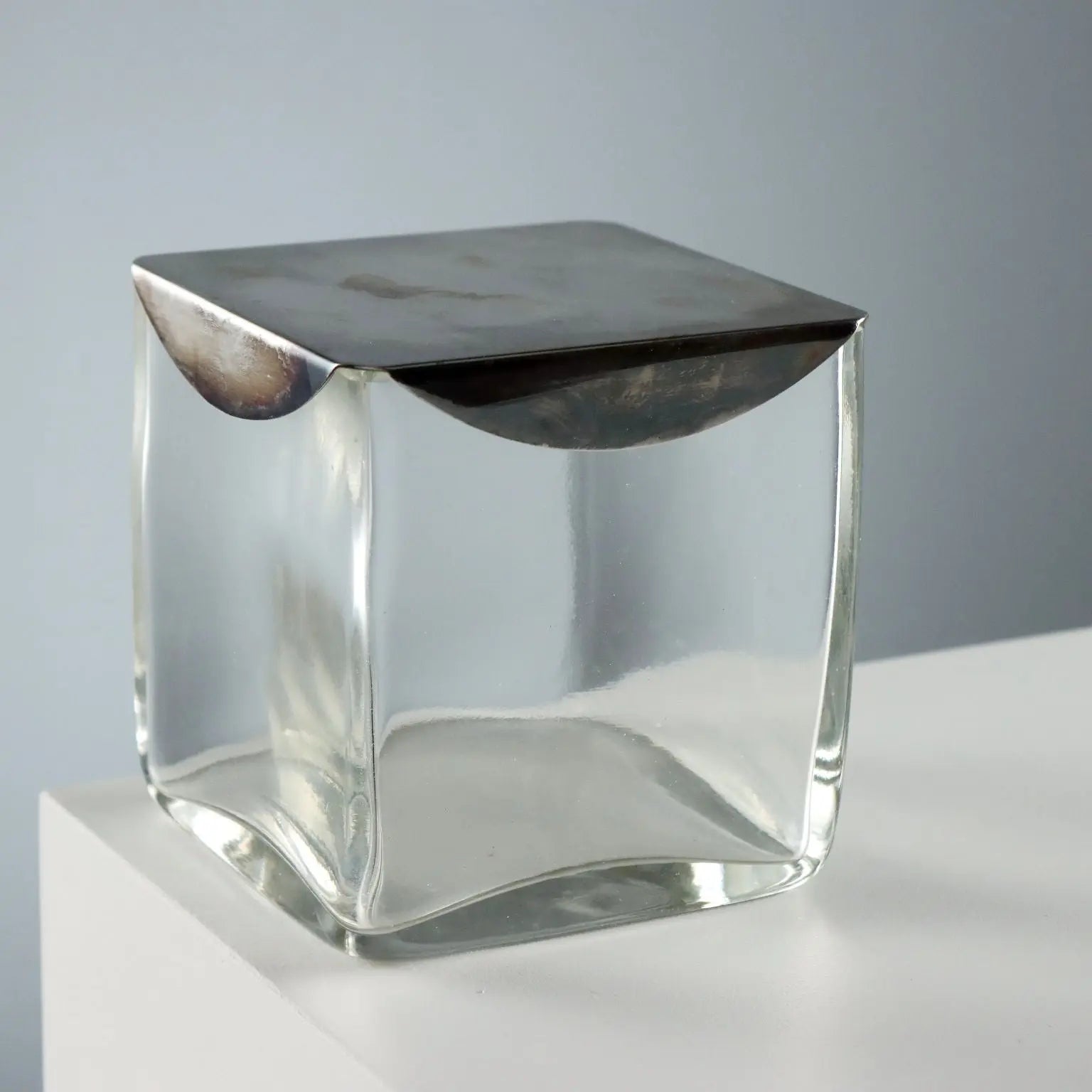 Vintage Casket Glass Metal Lino Sabattini Italy 1960s