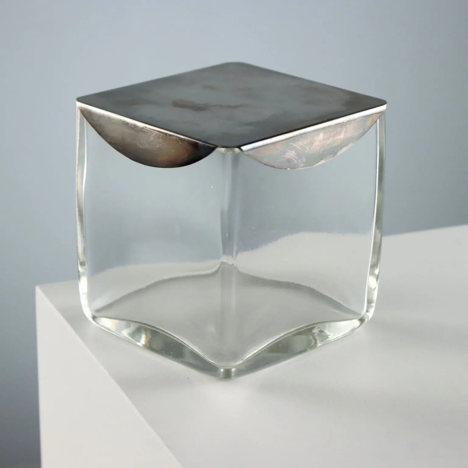 Vintage Casket Glass Metal Lino Sabattini Italy 1960s
