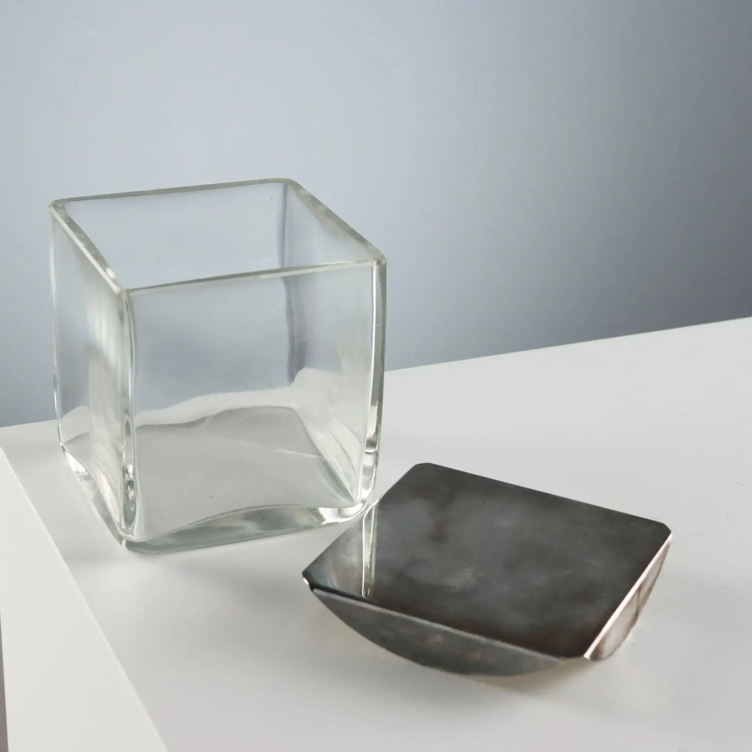 Vintage Casket Glass Metal Lino Sabattini Italy 1960s