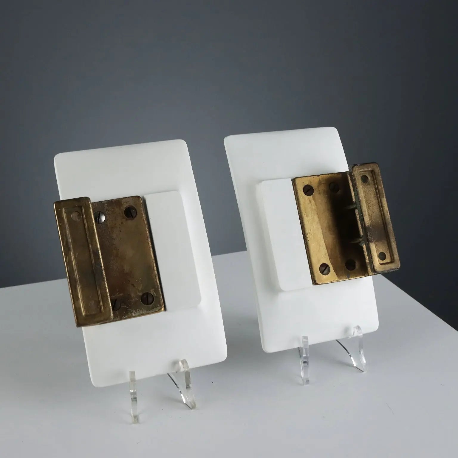 Vintage Handles Brass Plastic Geometric Pattern 1950s-60s