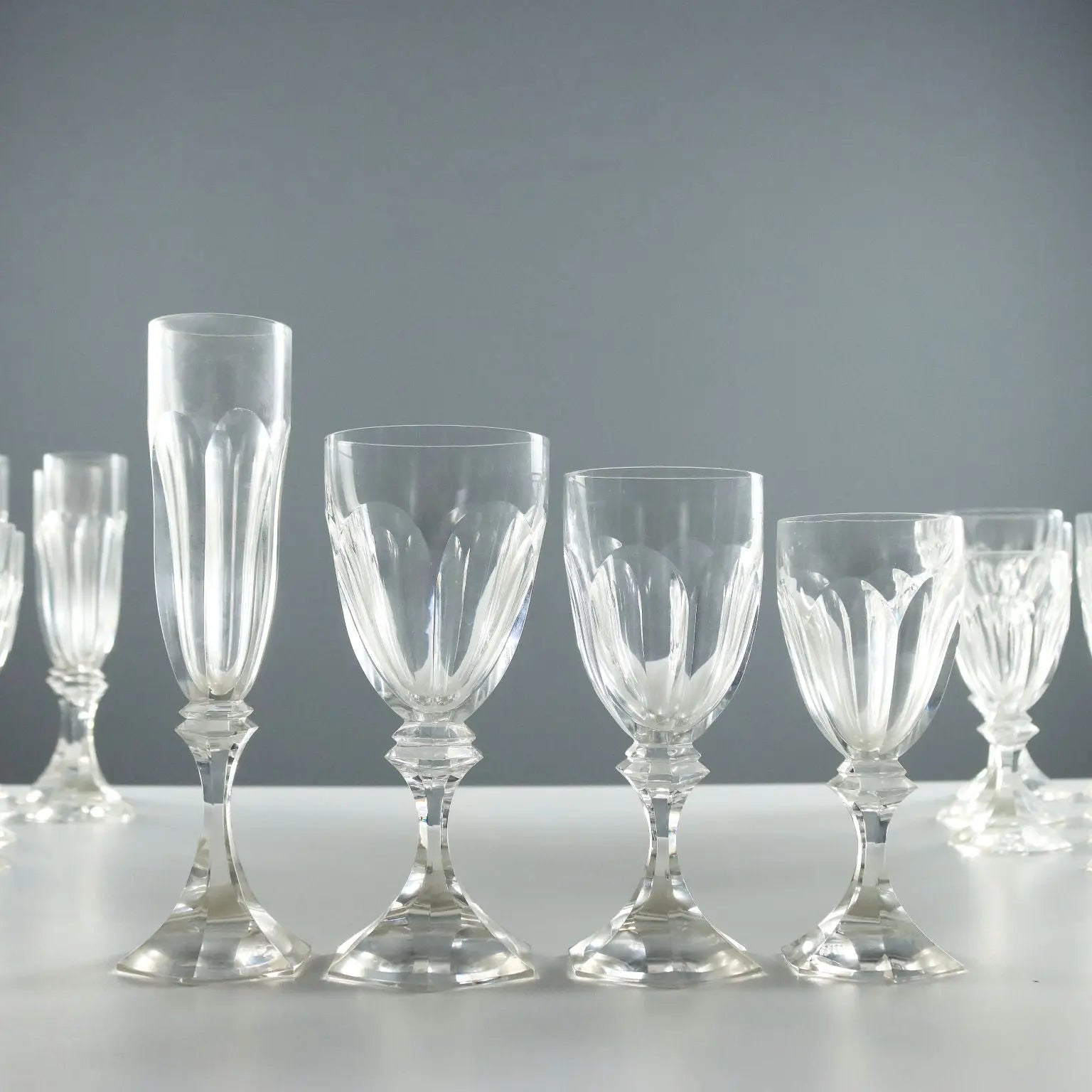 Vintage Glasses Set Chambord Saint Louis France 1970s