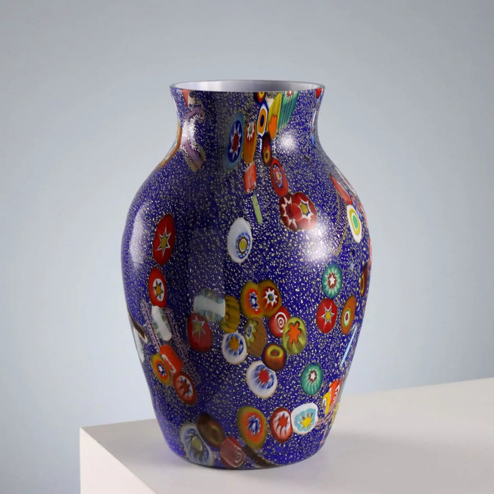 Vintage Vase Murano Glass Multicoloured Italy 1980s