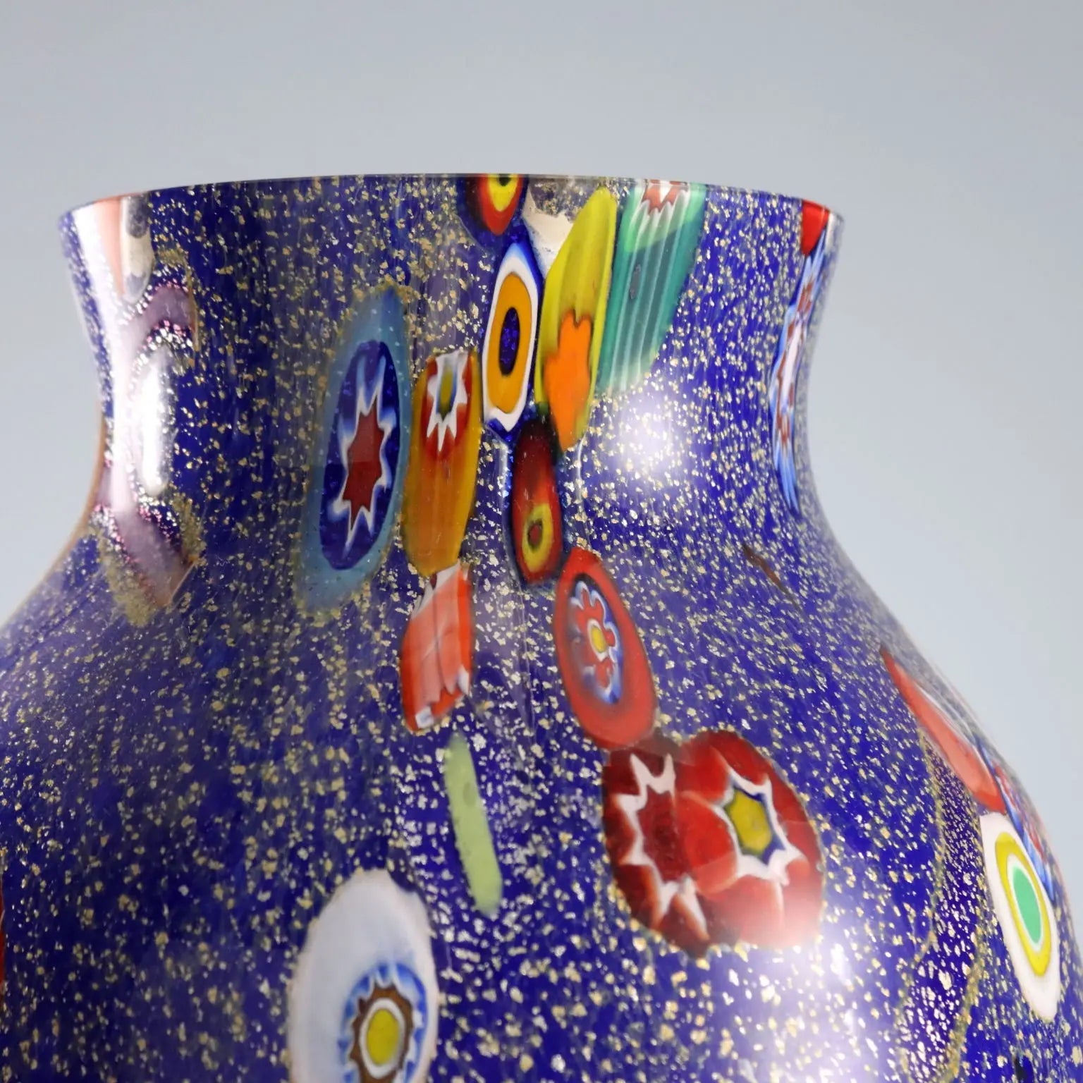 Vintage Vase Murano Glass Multicoloured Italy 1980s