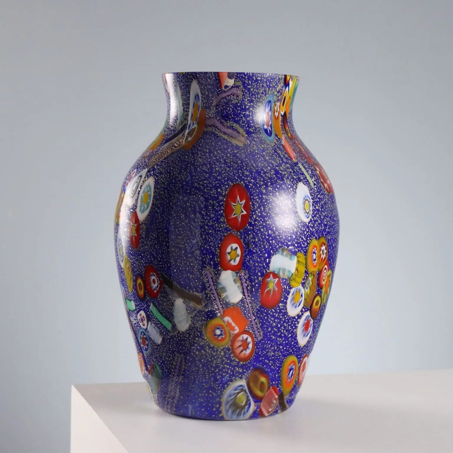 Vintage Vase Murano Glass Multicoloured Italy 1980s