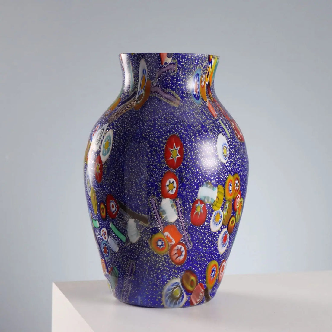 Vintage Vase Murano Glass Multicoloured Italy 1980s
