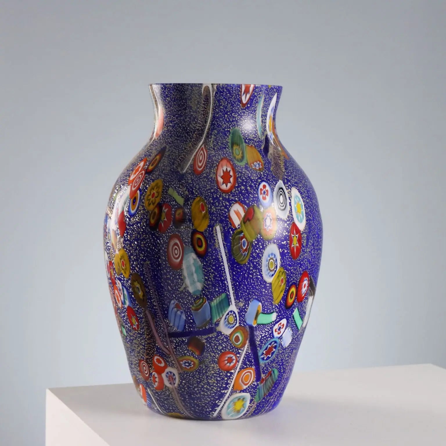 Vintage Vase Murano Glass Multicoloured Italy 1980s