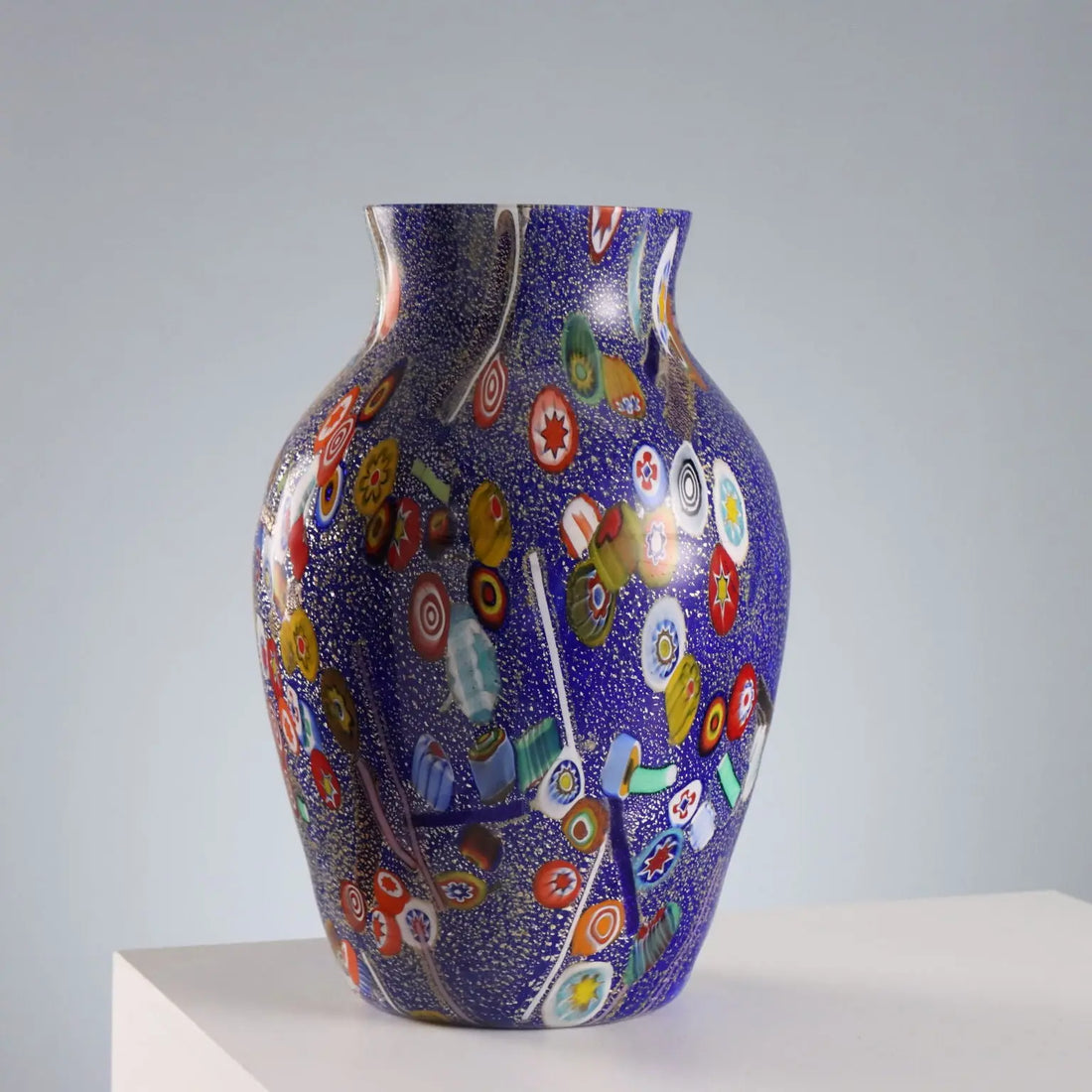 Vintage Vase Murano Glass Multicoloured Italy 1980s
