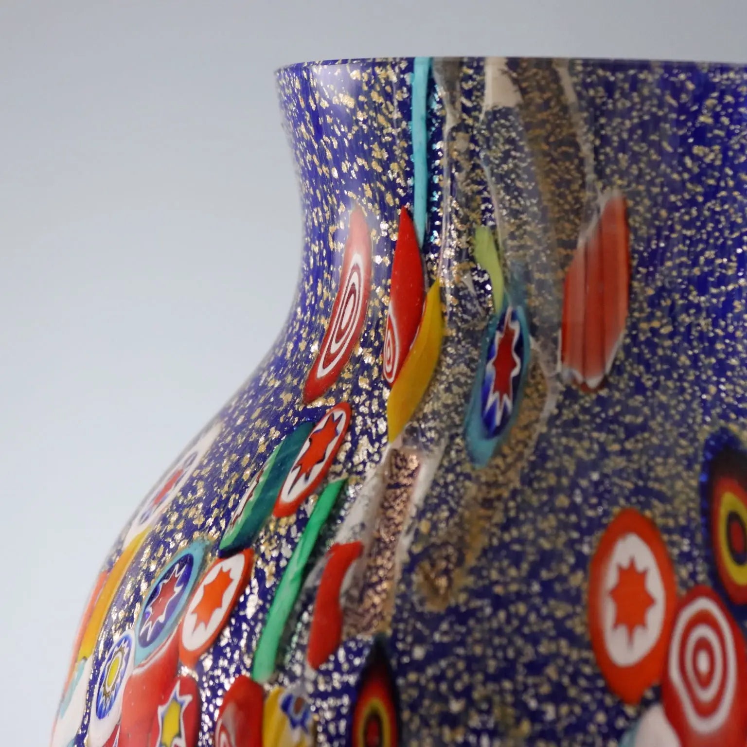 Vintage Vase Murano Glass Multicoloured Italy 1980s