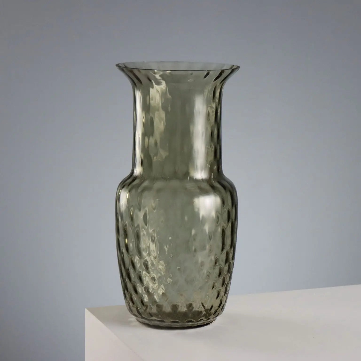 Vintage Vase Smoked Glass Murano Manufacture Italy 1960s