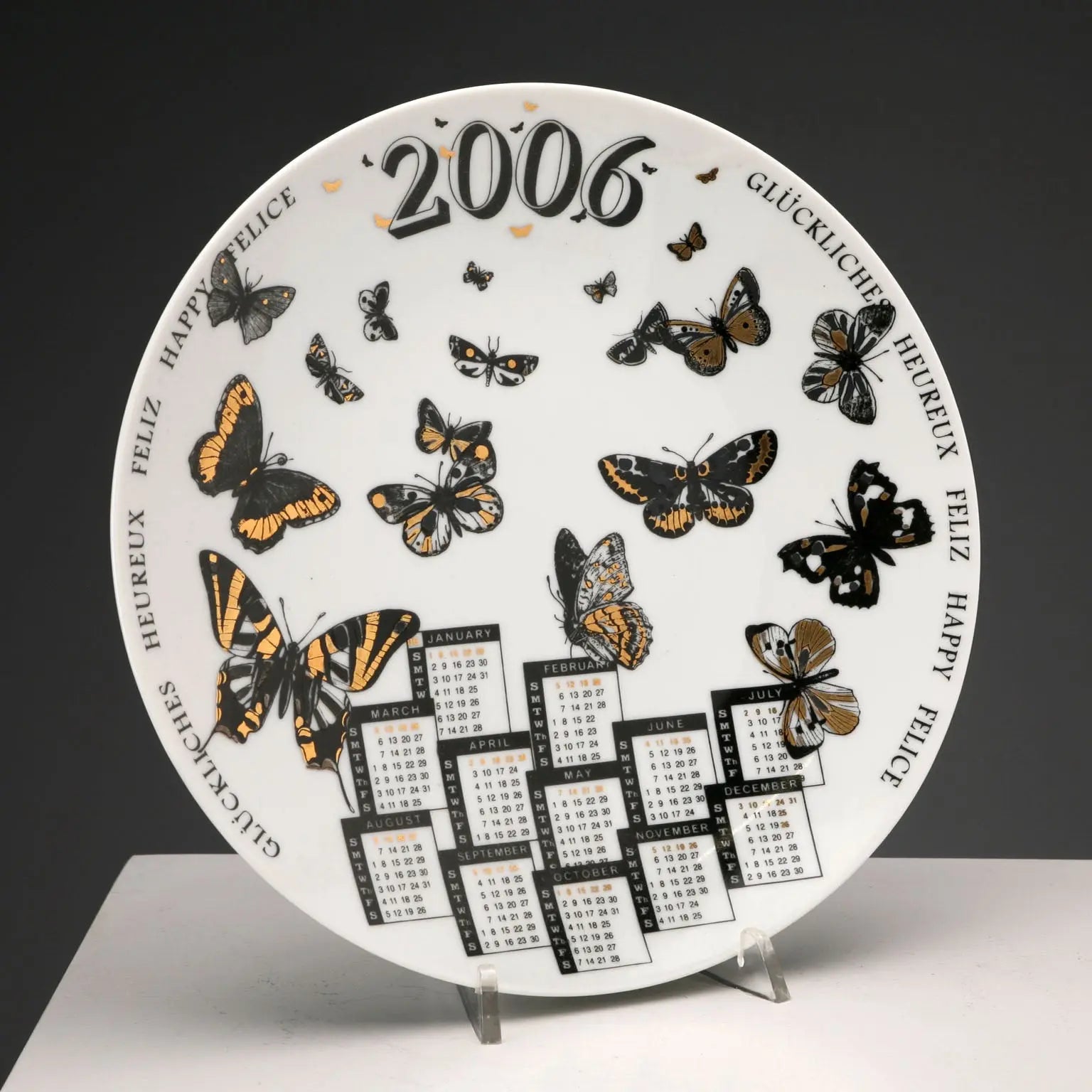 Piero Fornasetti Calendar Series Plate Porcelain Italy 2006