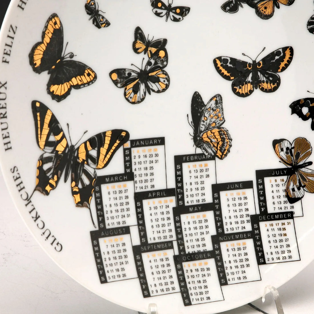 Piero Fornasetti Calendar Series Plate Porcelain Italy 2006