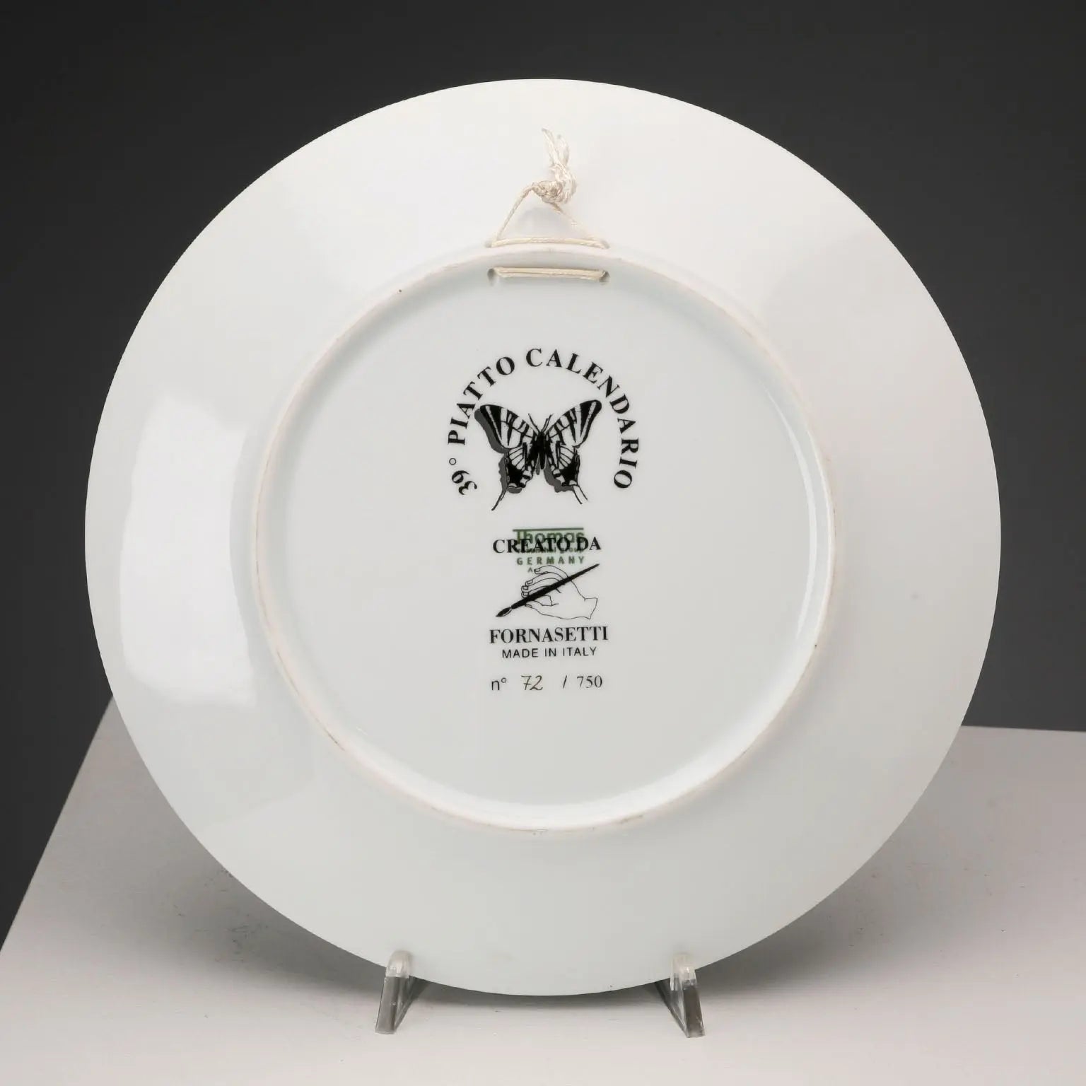 Piero Fornasetti Calendar Series Plate Porcelain Italy 2006
