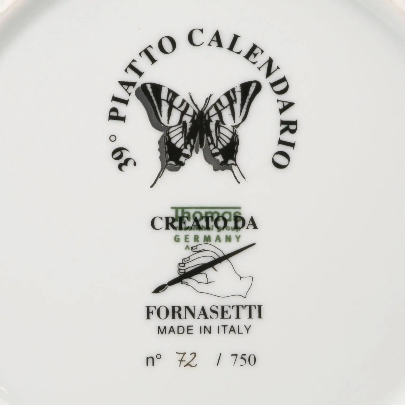 Piero Fornasetti Calendar Series Plate Porcelain Italy 2006