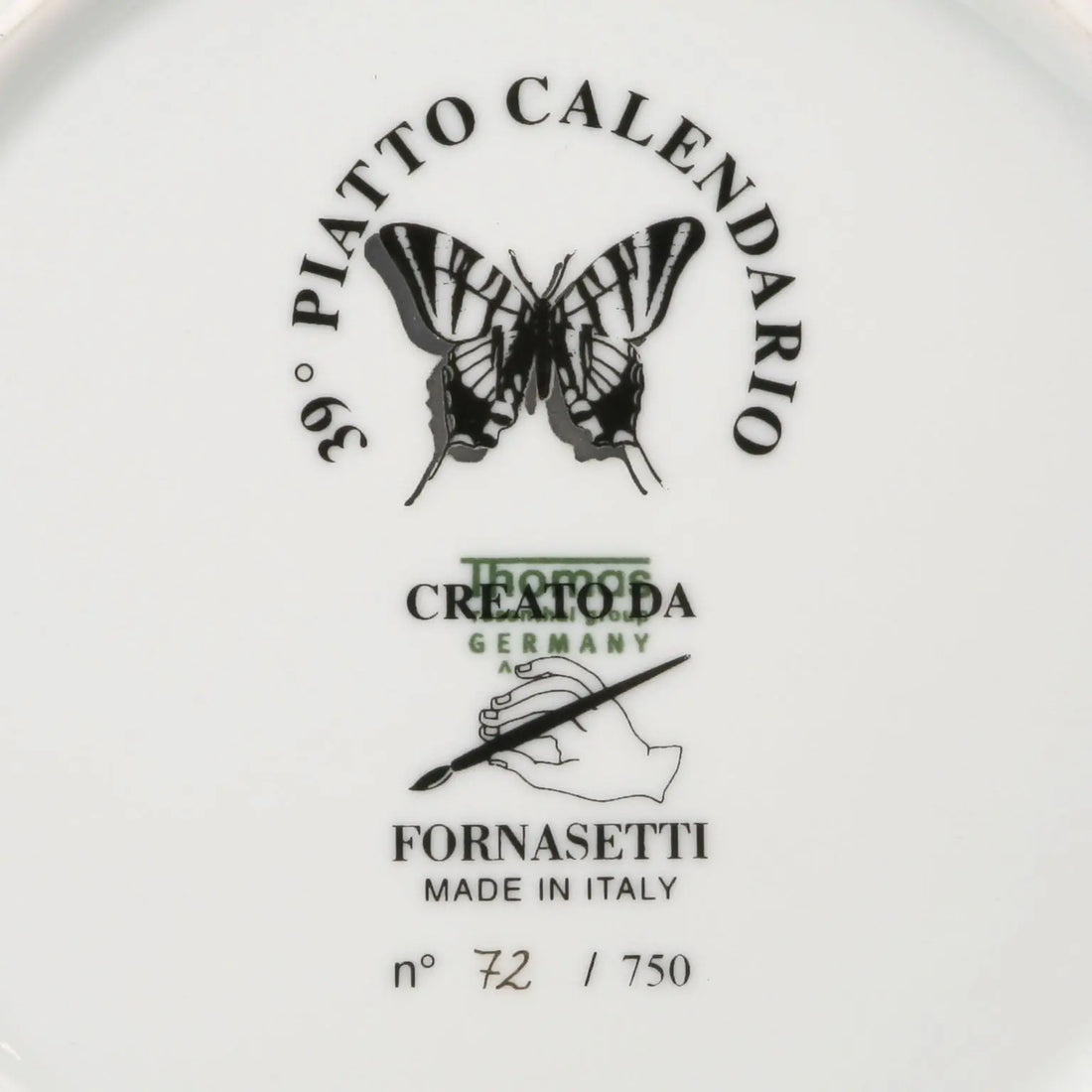 Piero Fornasetti Calendar Series Plate Porcelain Italy 2006