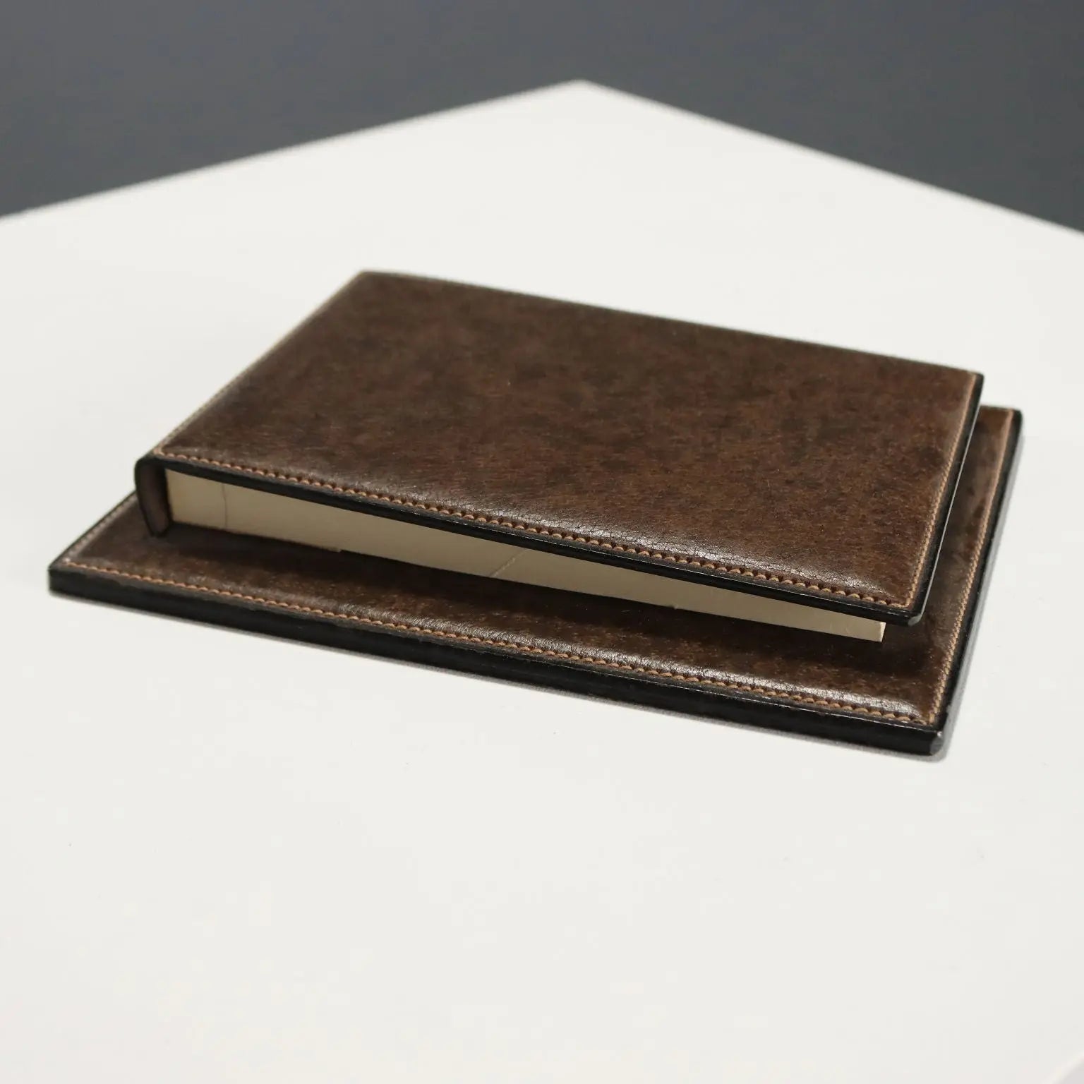 Gucci Desk Set Leather Brass Design 1970s-1980s