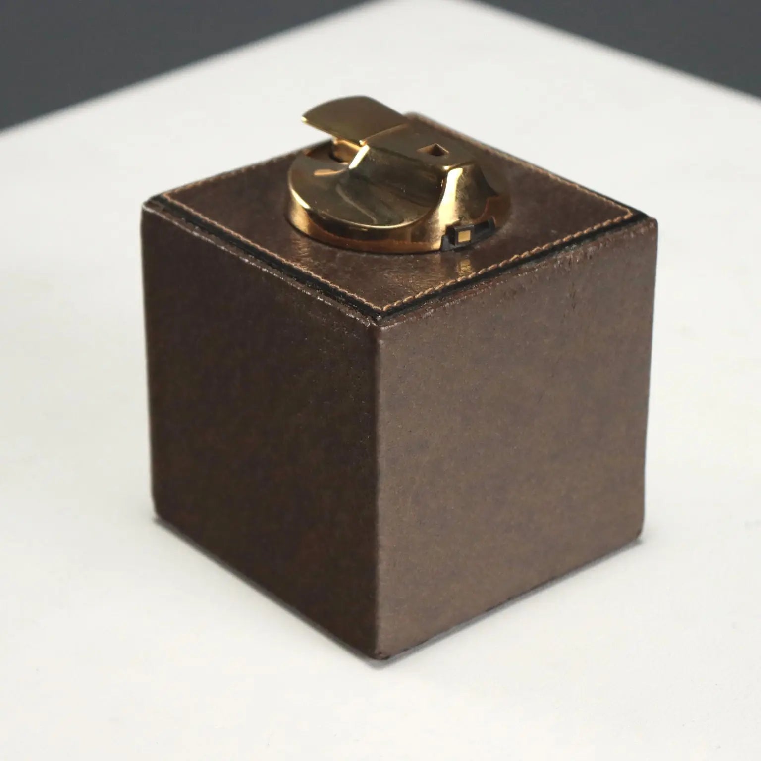 Gucci Desk Set Leather Brass Design 1970s-1980s