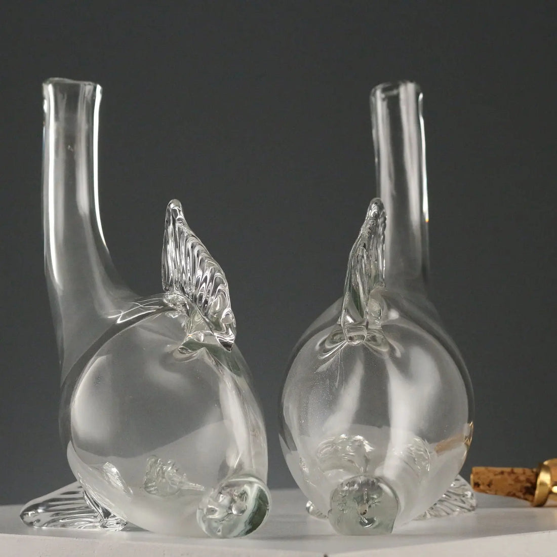 Vintage Decanters Murano Glass Gilded Metal Italy 1980s