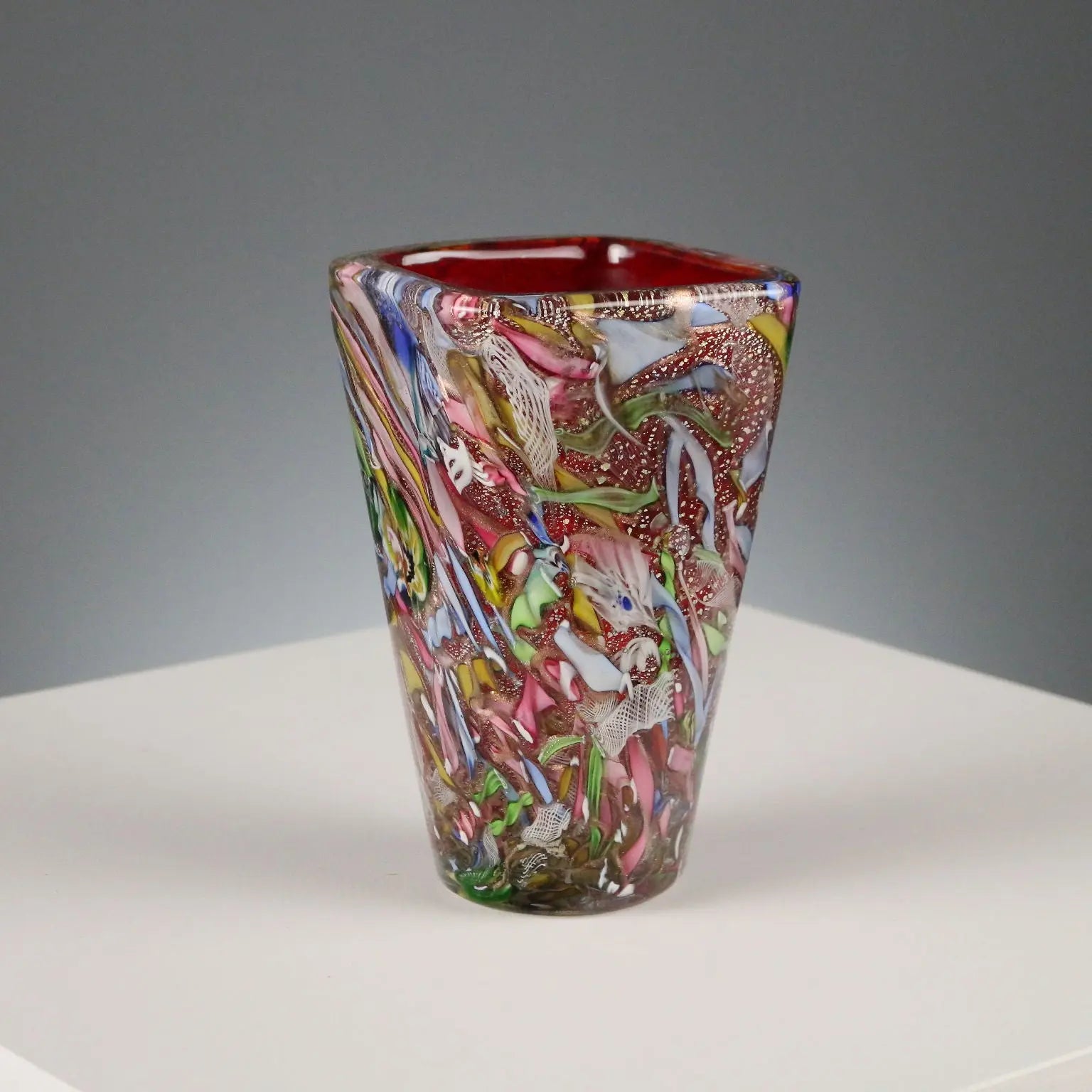 Vintage Vase Glass Murano Manufacture Italy XX Century
