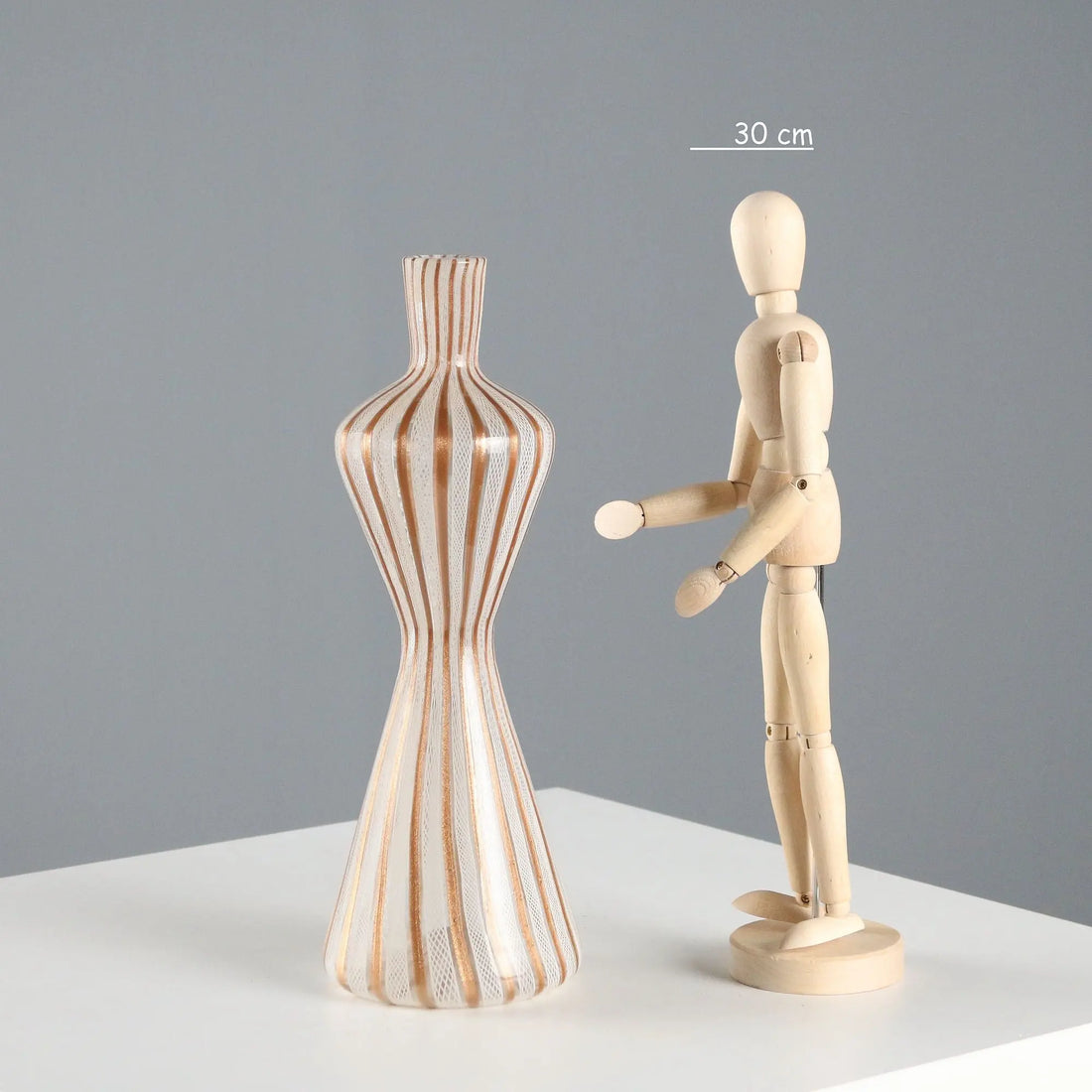 Vintage Hourglass Shaped Vase Glass Design Italy 1950s-1960s