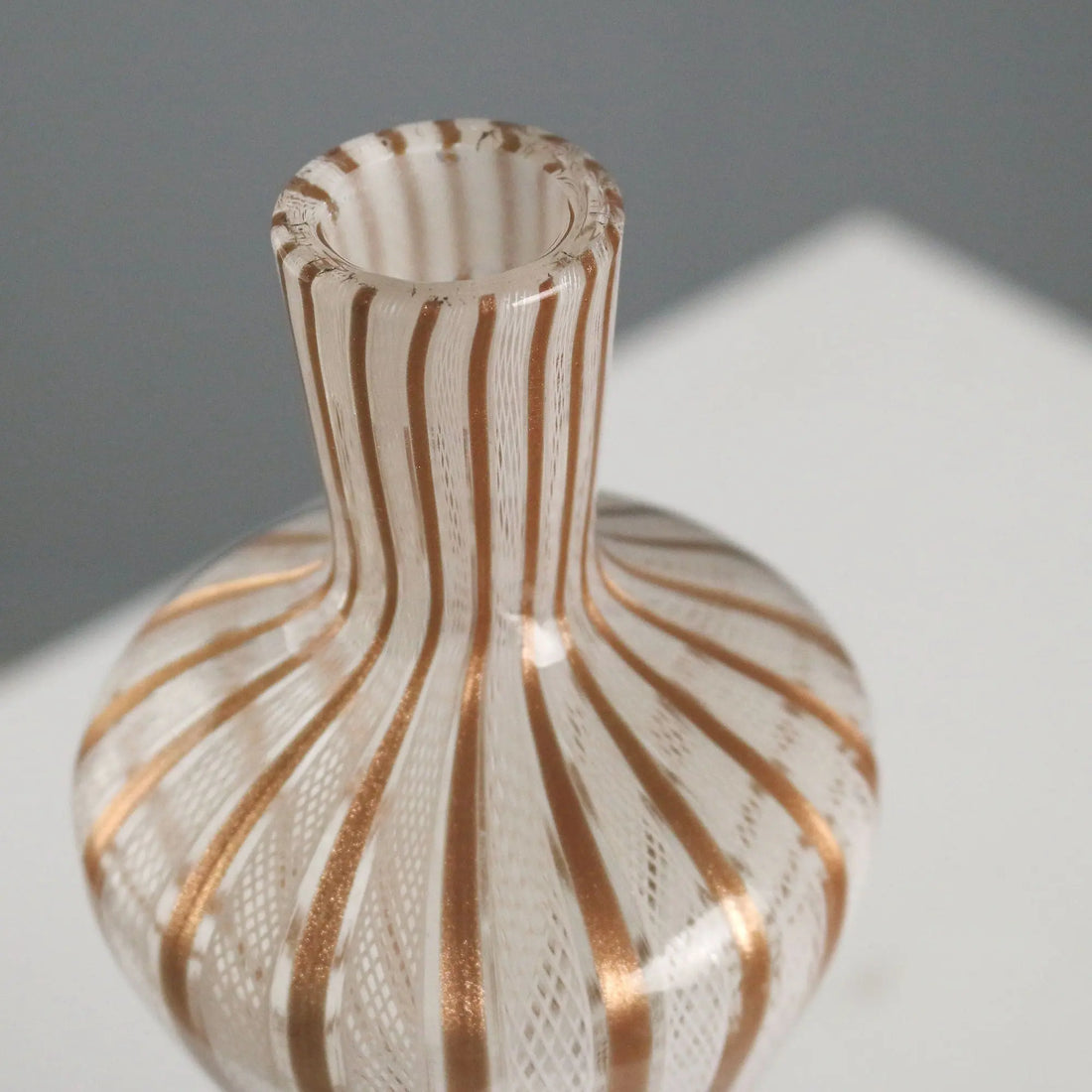 Vintage Hourglass Shaped Vase Glass Design Italy 1950s-1960s
