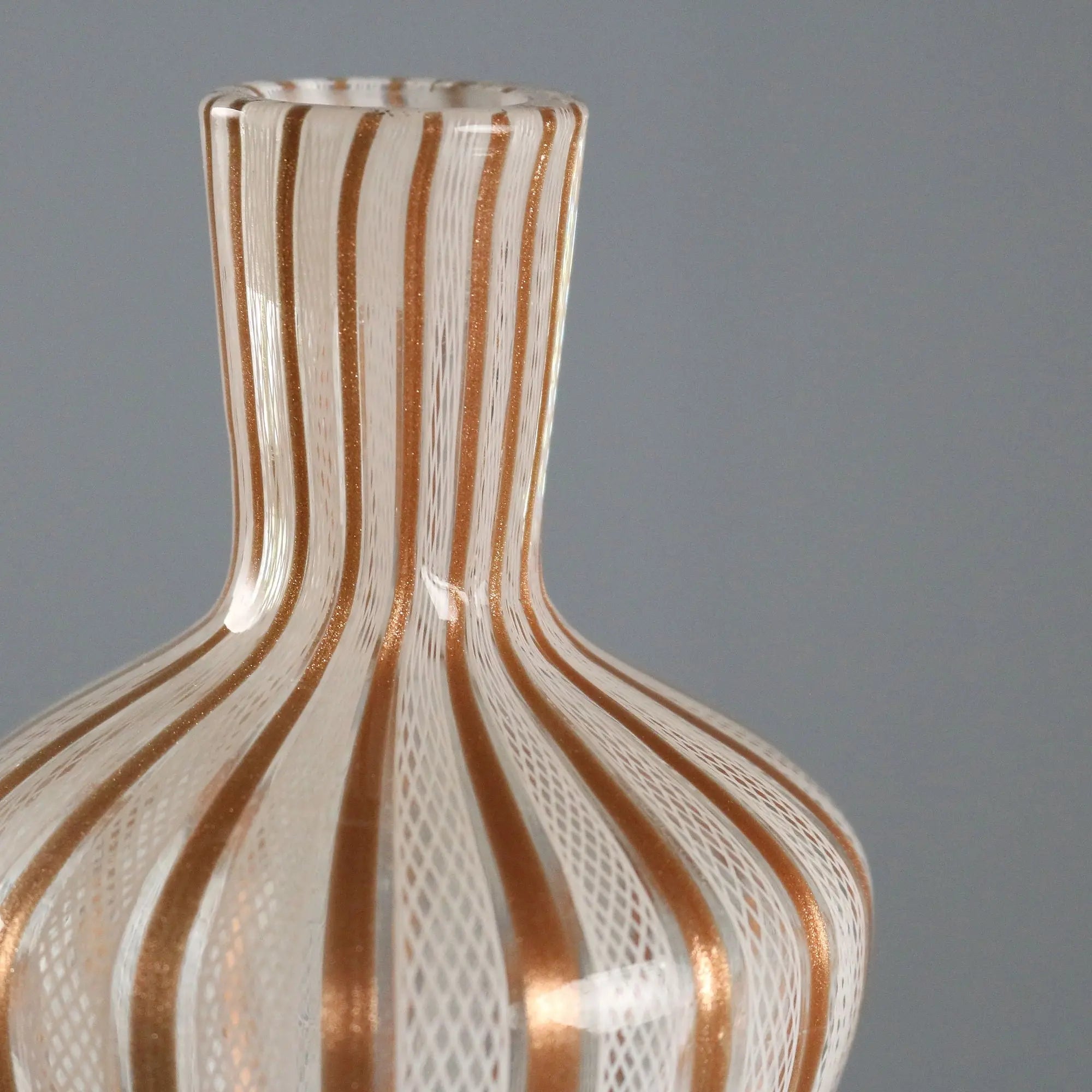 Vintage Hourglass Shaped Vase Glass Design Italy 1950s-1960s