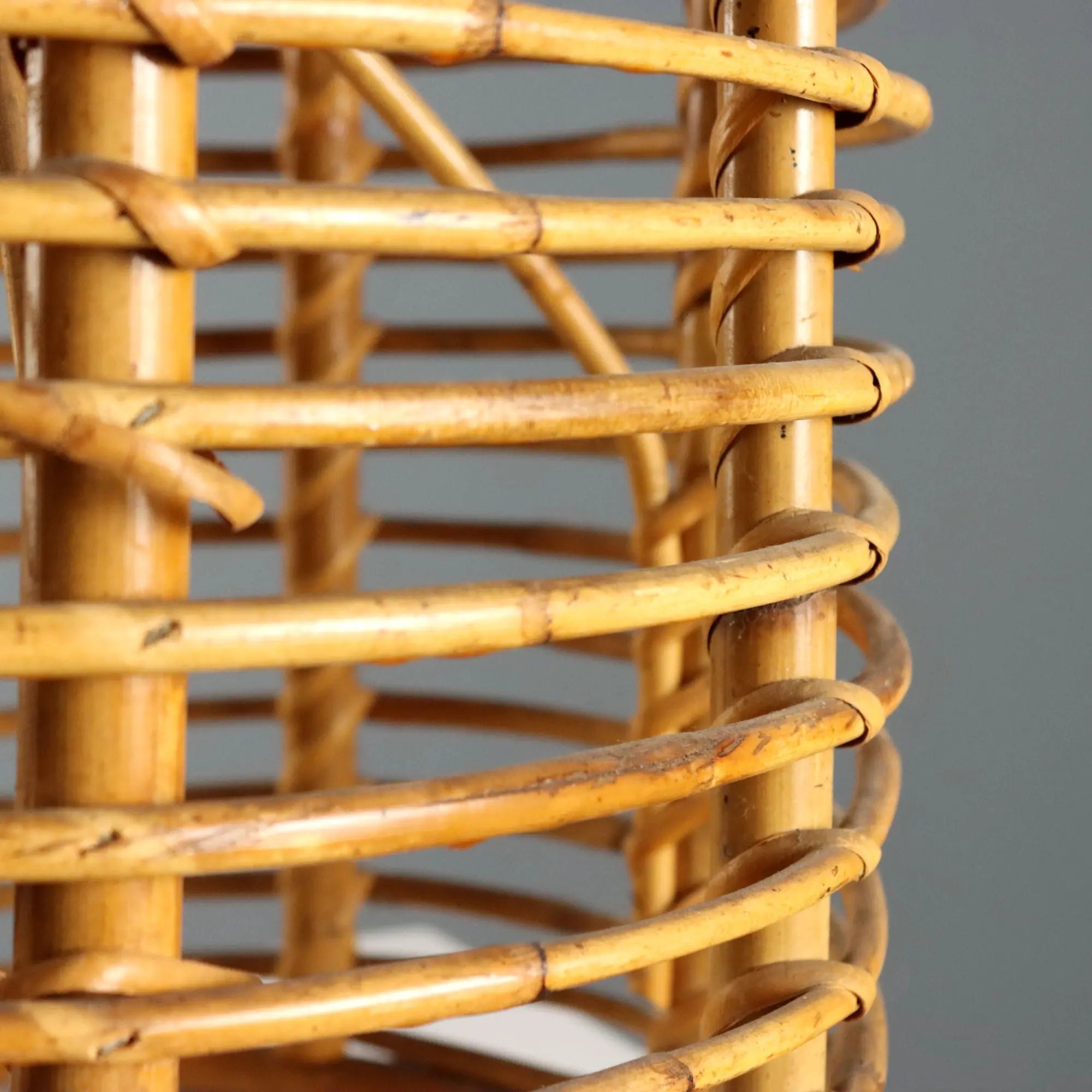 Vintage Stool Woven Bamboo Design Italy 1970s
